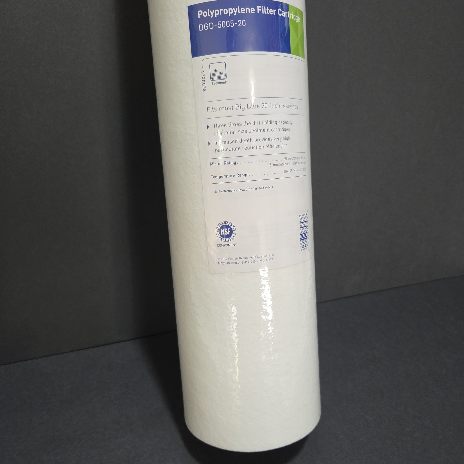 Pentair Polypropylene Big Blue Sediment Filter Cartridge DGD-5005-20- New Sealed