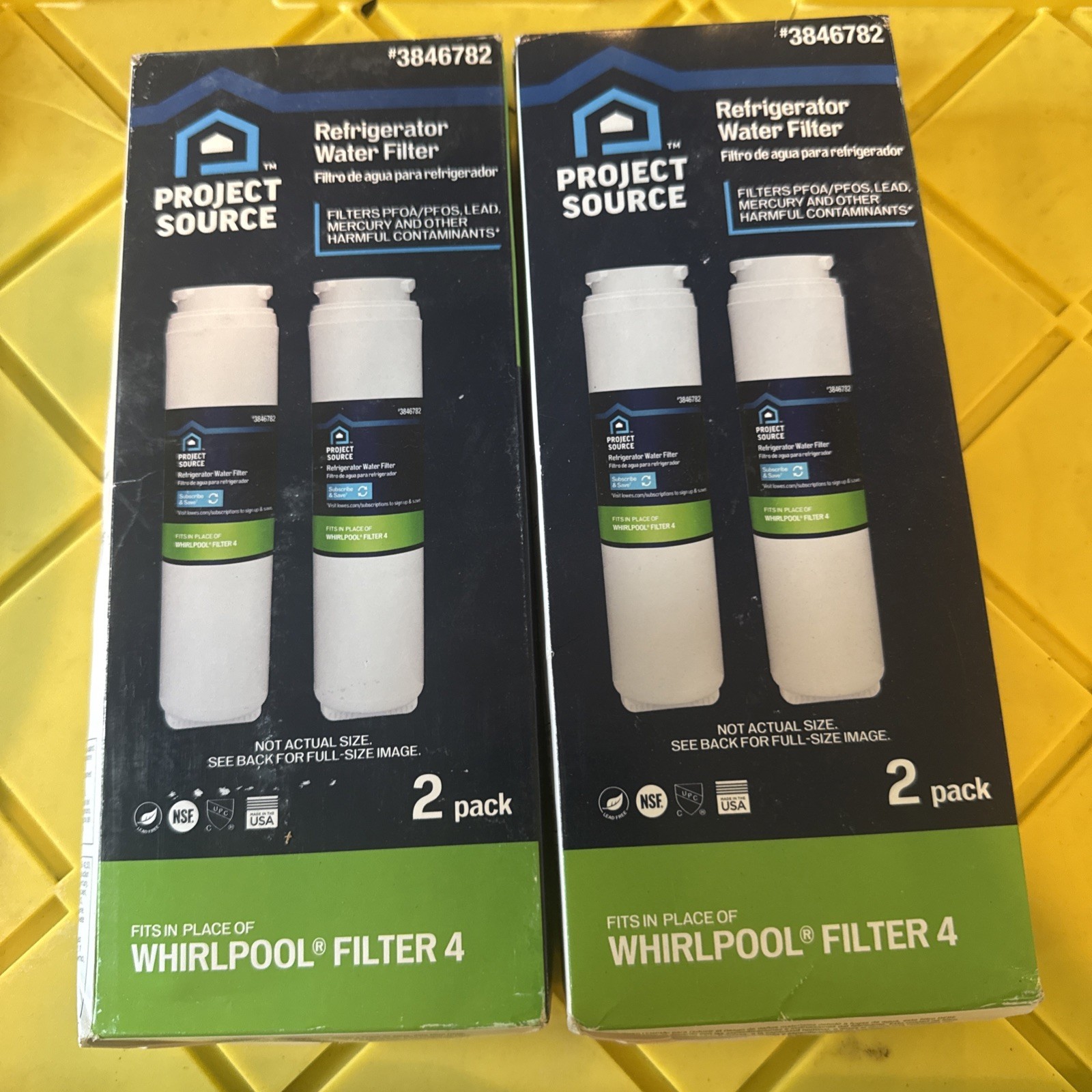2, 2-PACKS! Project Source 3846782 M-2-2 Fridge Water Filter Whirlpool Filter 4