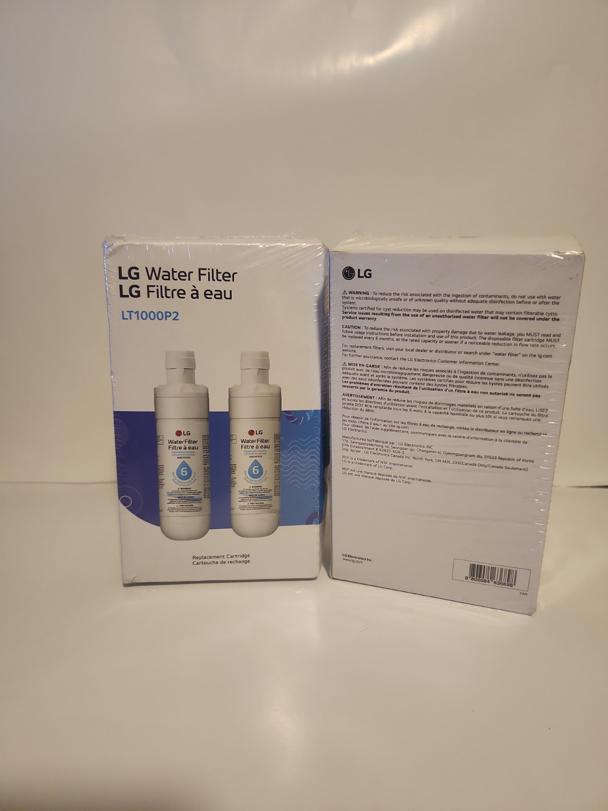 2 Pk X2 Genuine LG LT1000P2 6-Month / 200 Gal Refr Replacement Water Filter