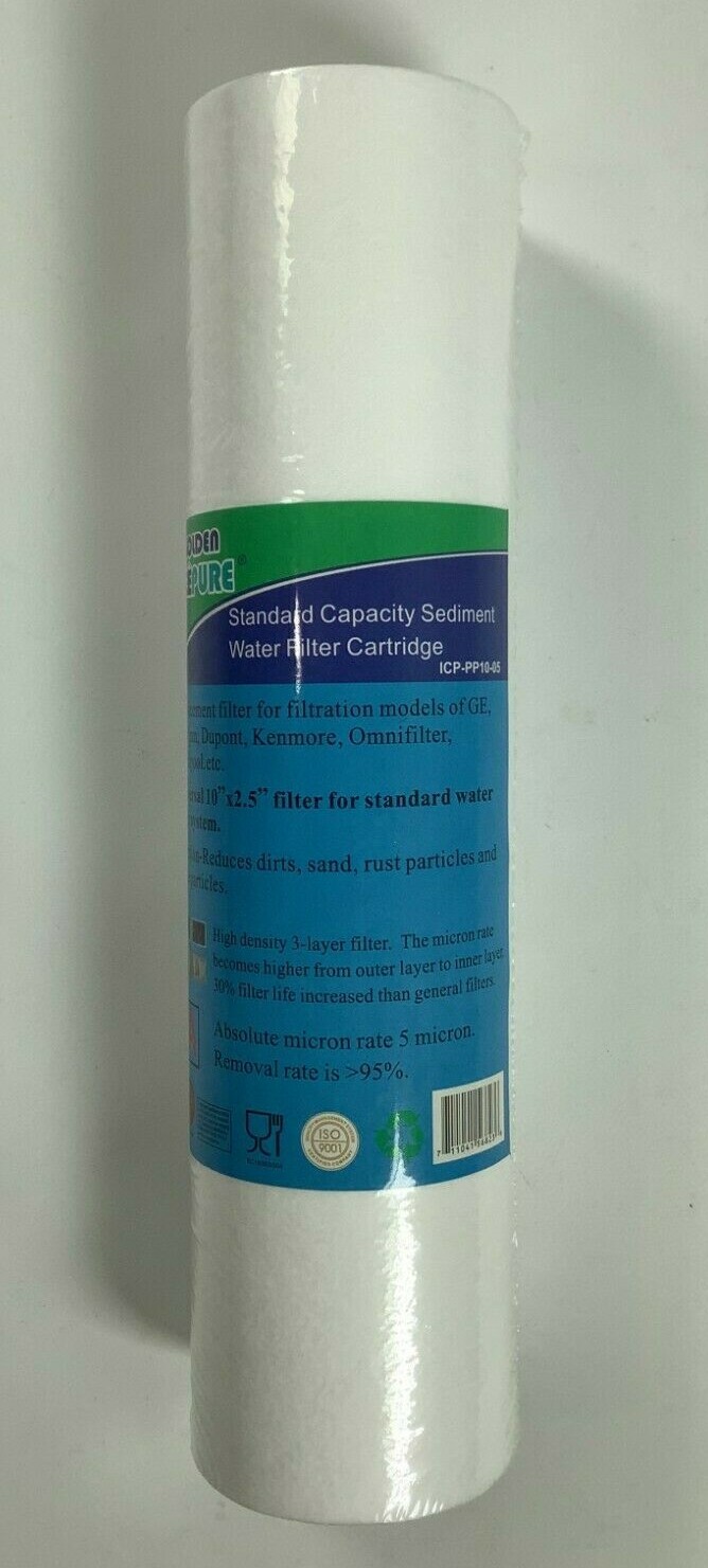 Golden Icepure Standard Capacity Sediment Water Filter Cartridge 10″x2.5″ NEW!
