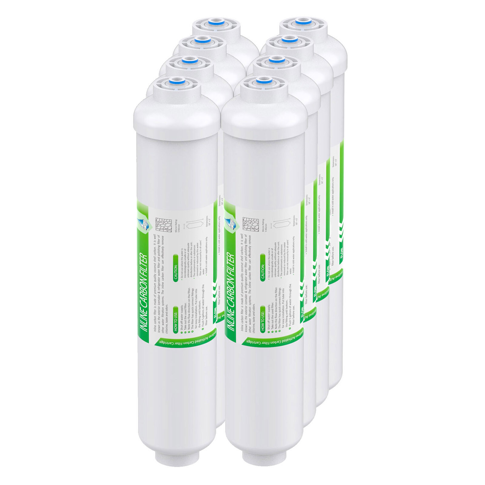 1-8 Pack Post Carbon Inline Water Filter 1/4″ Quick Connect QC for Refrigerator
