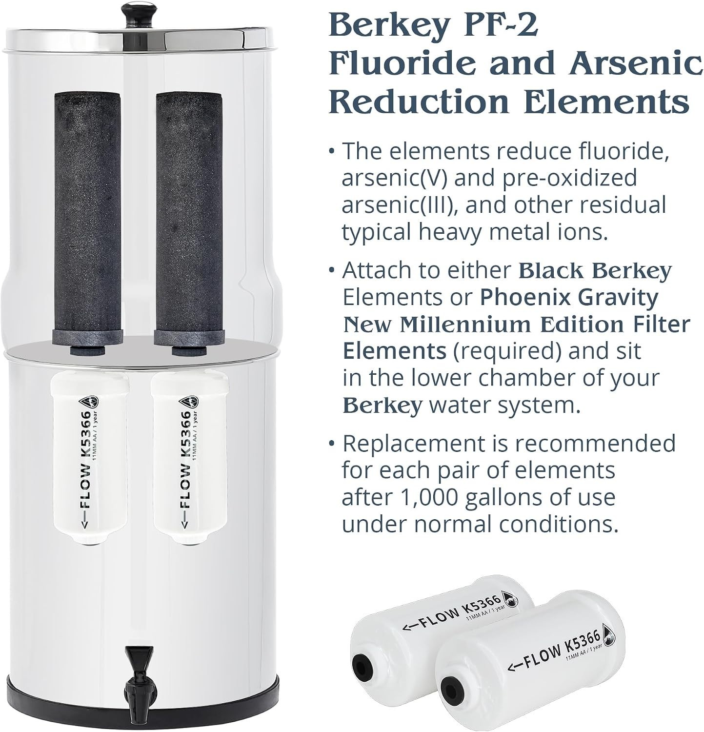 2-Pack Authentic PF-2 Filters for Arsenic and Fluoride Removal in Berkey Systems