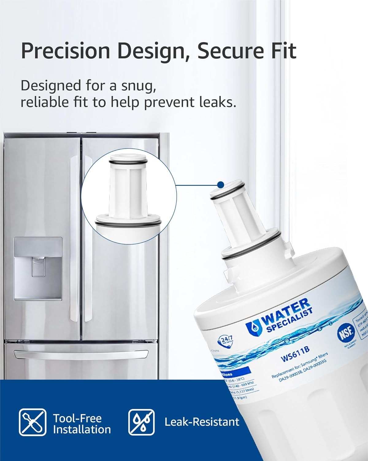 Waterspecialist Refrigerator Water Filter,Replacement for Samsung DA29-00003G