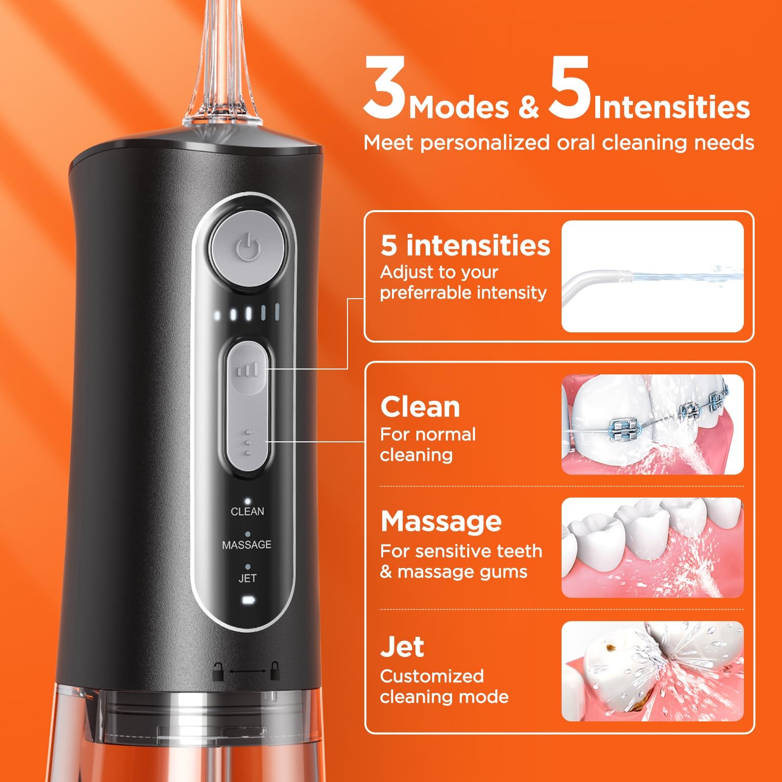 Water Flosser and Electric Toothbrush Combo – Cordless Sonic, Coal Black