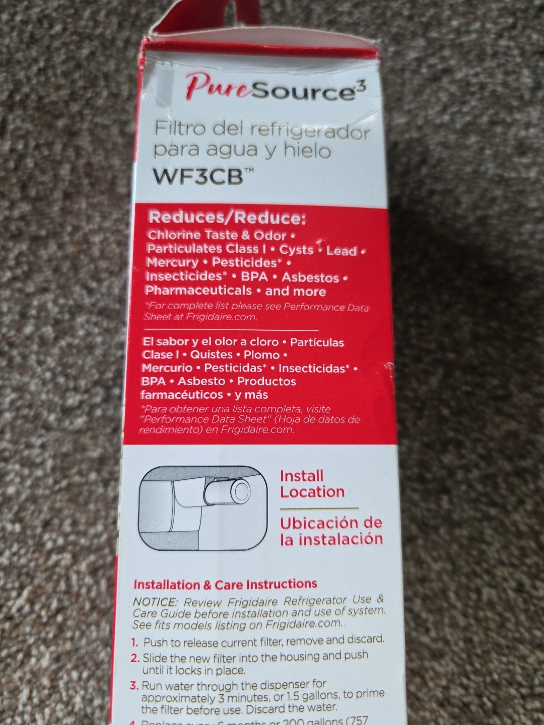 Frigidaire PureSource 3 WF3CB Water Filter White for BFHS2611LM Refrigerator