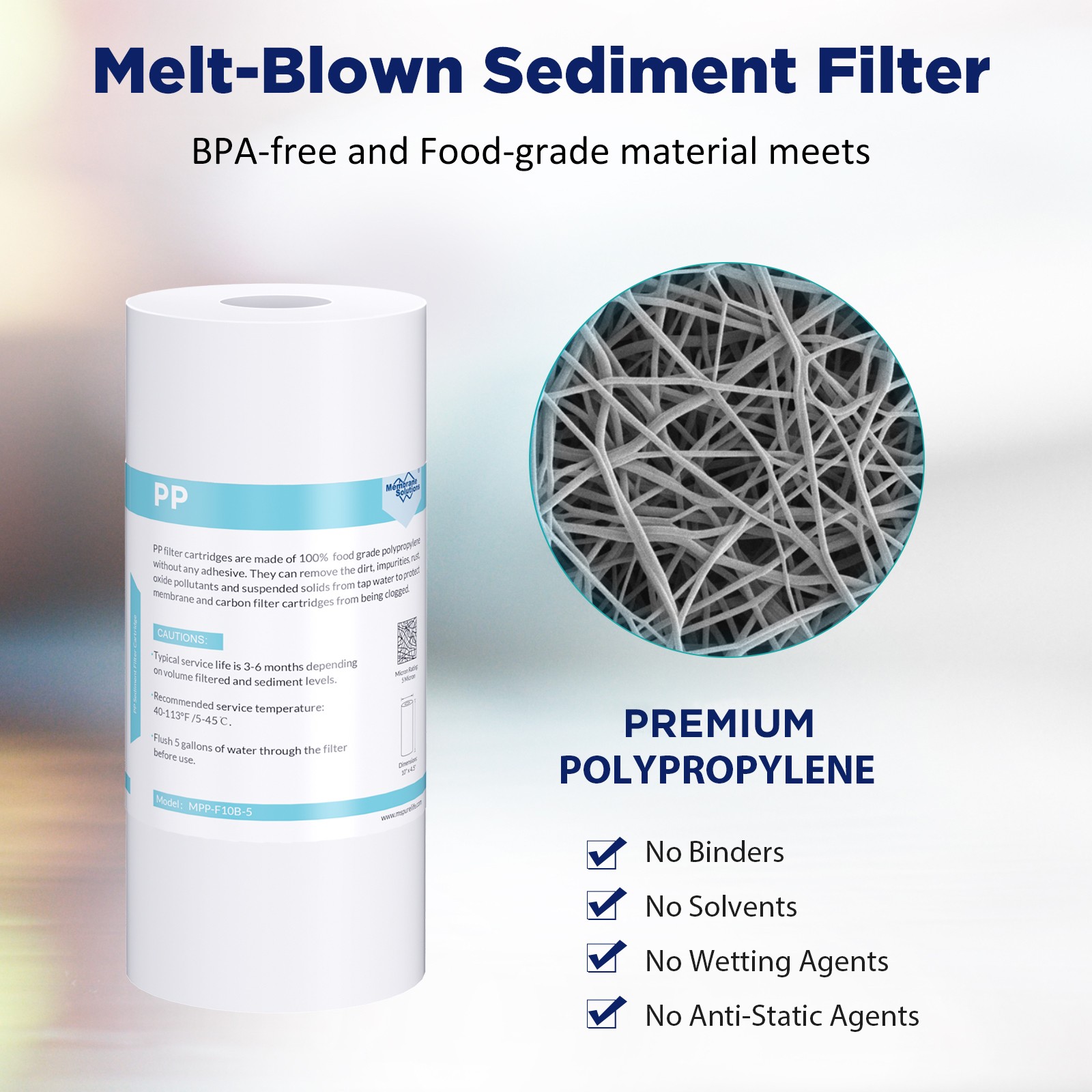 1-4PK 5 Micron 4.5″x10″ Sediment Water Filters Whole House Cartridge Replacement