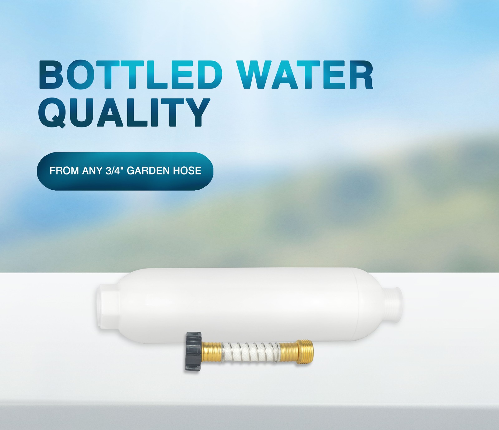 Inline Water Filter with Hose Protector for 3/4″ Garden Hose, RV, Camper