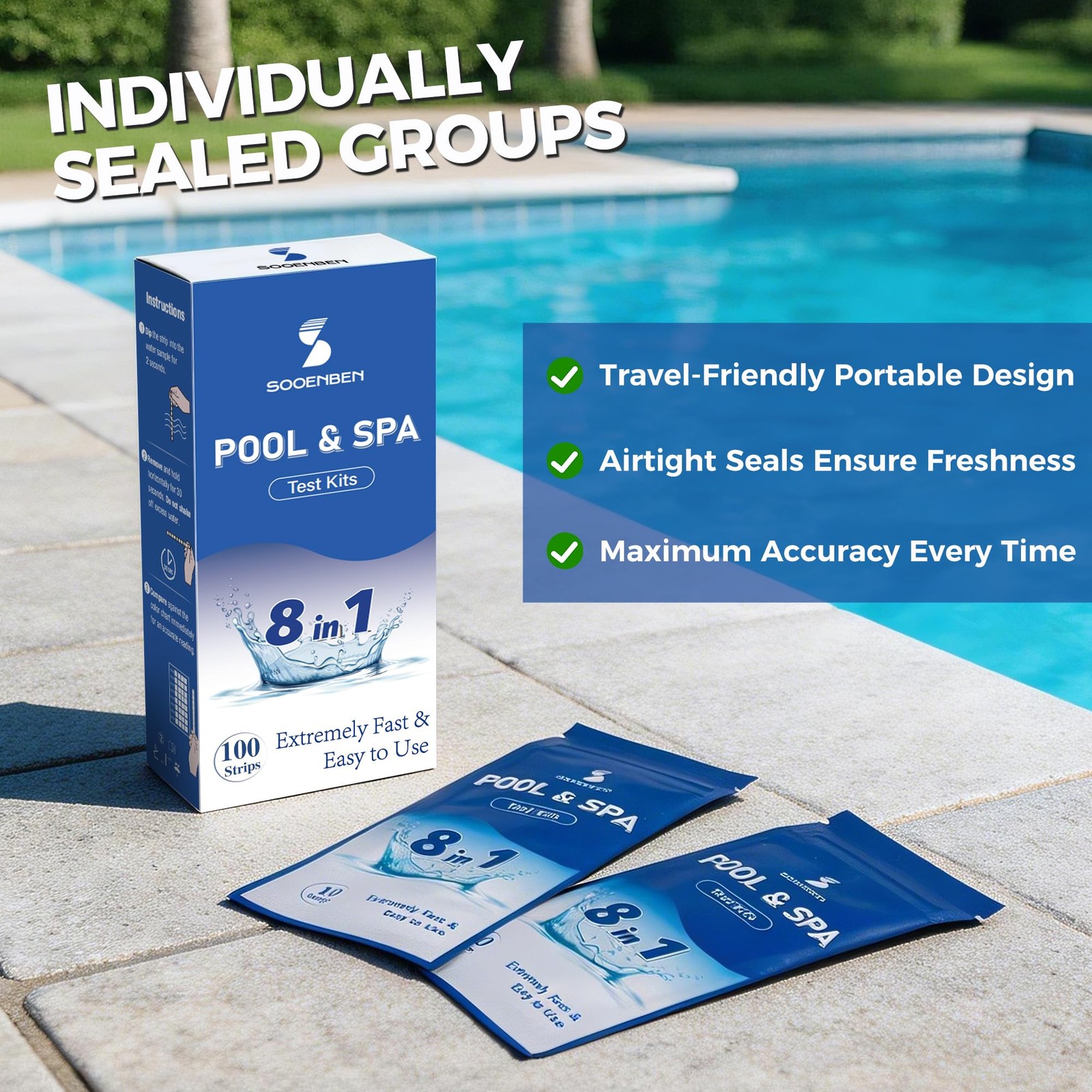 8-in-1 Pool and Spa Test Strips – Individually Sealed (10 Packs of…