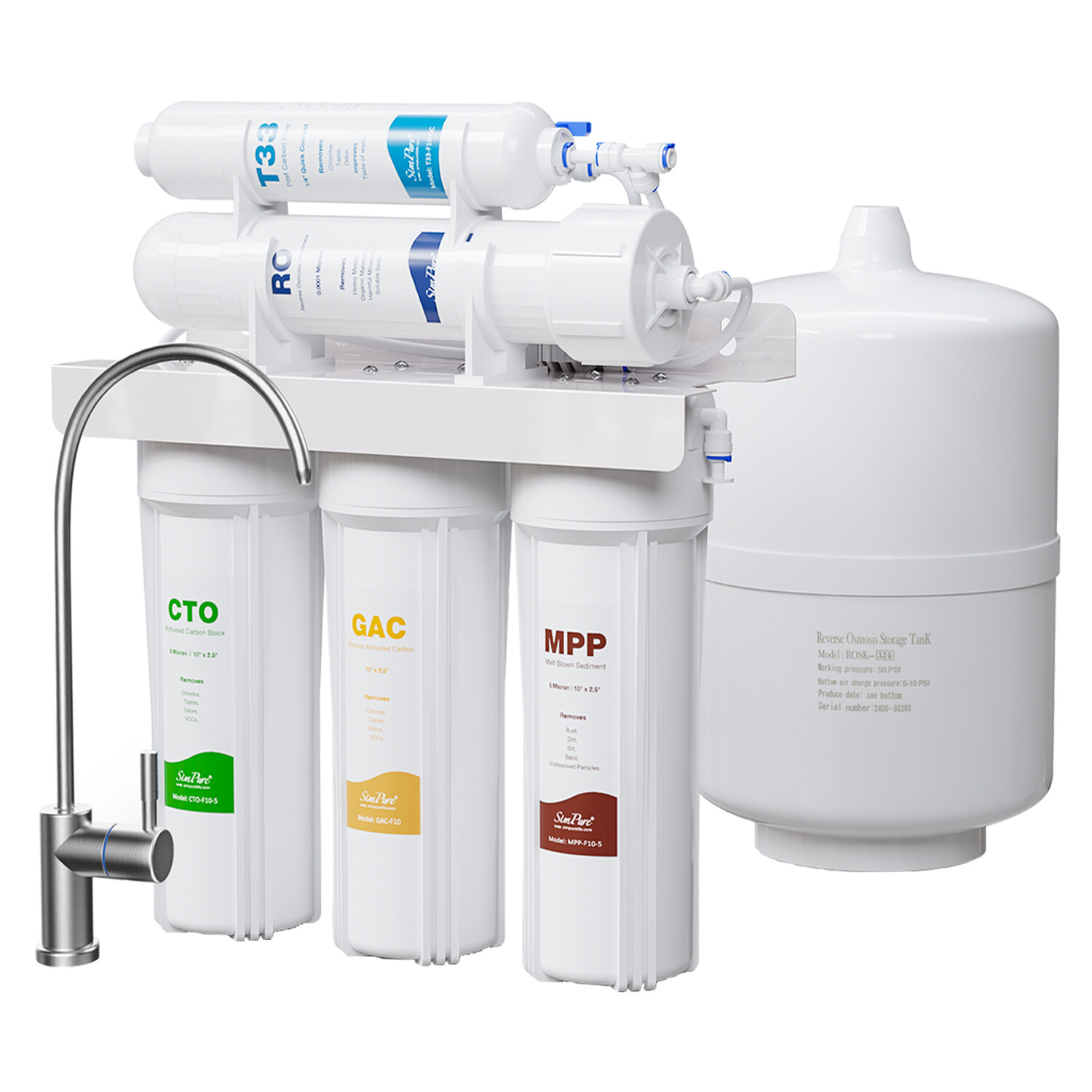 5 Stage Reverse Osmosis Home Drinking Water Filter System Purifier Extra Filters