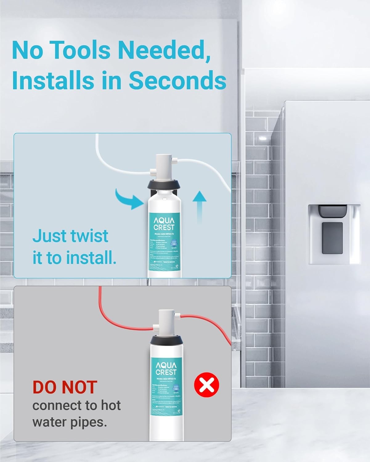 AQUA CREST F-2000 Under Sink Water Filter, Compatible with F-2000&F2000s, F-1000