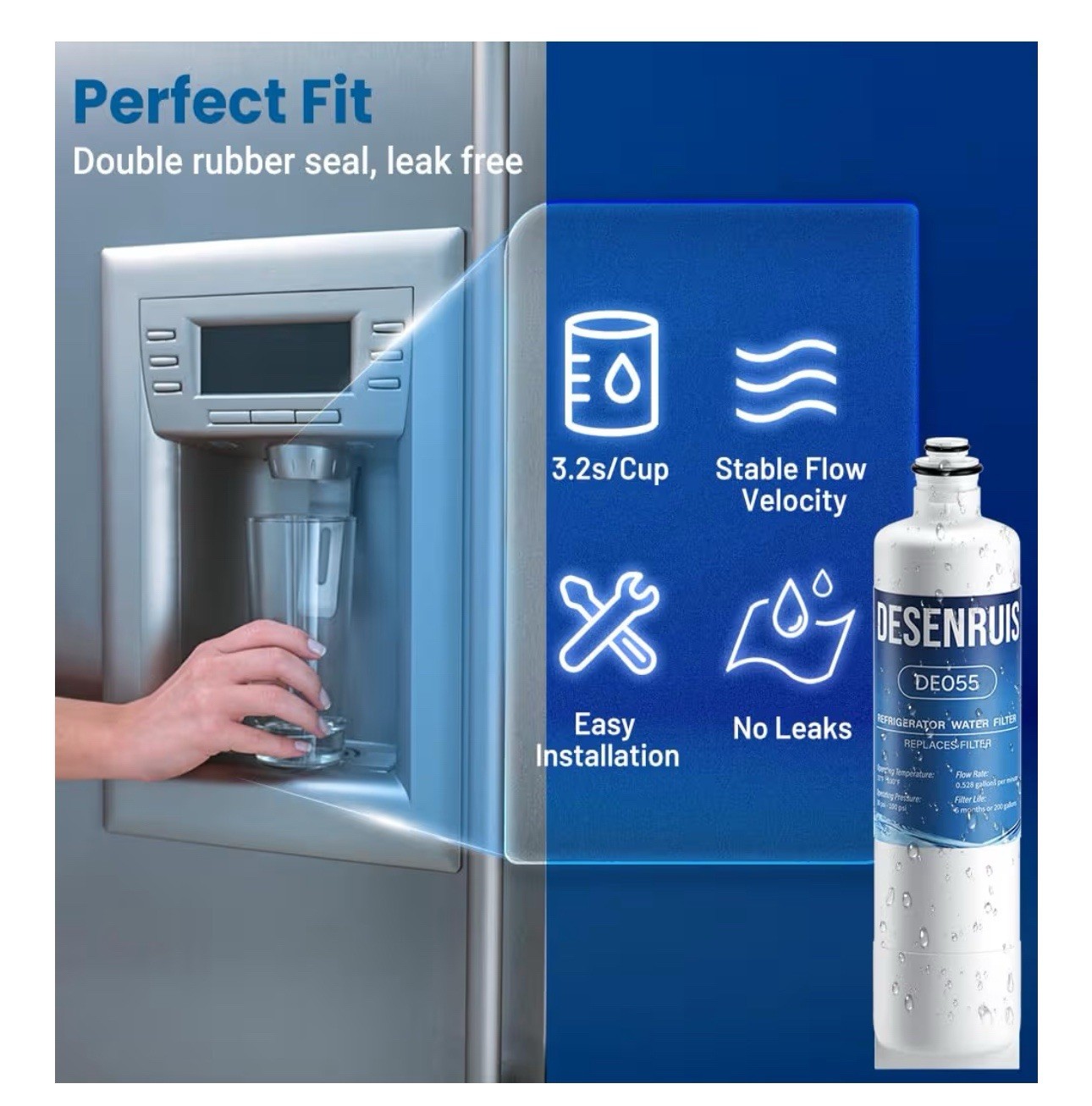 3PK 11032531 BORPLFTR50 Water Filter Replacement for Bosch Thermador and more
