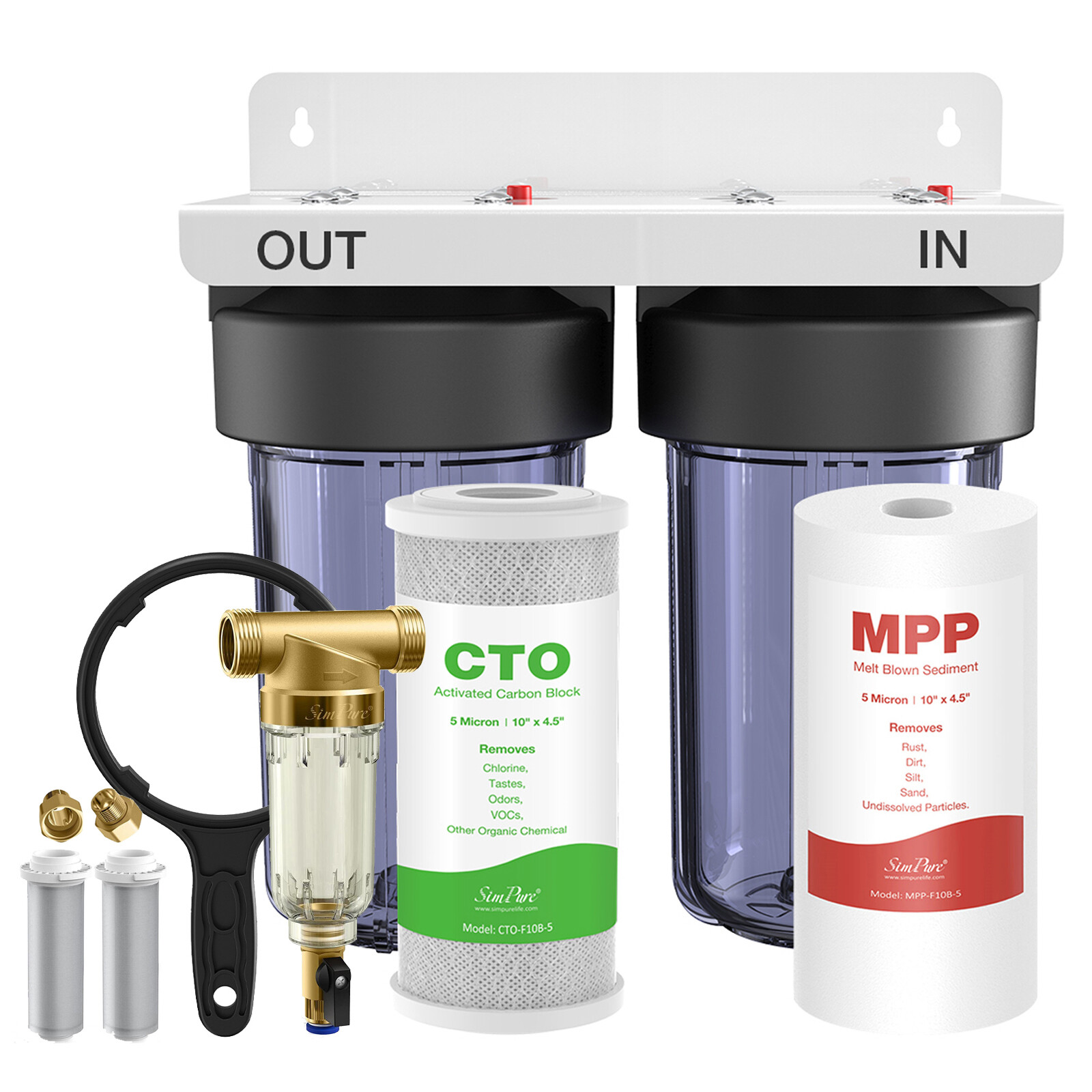 3 Stage Whole House Water Filter Big Blue Housing + Spin Down Sediment System