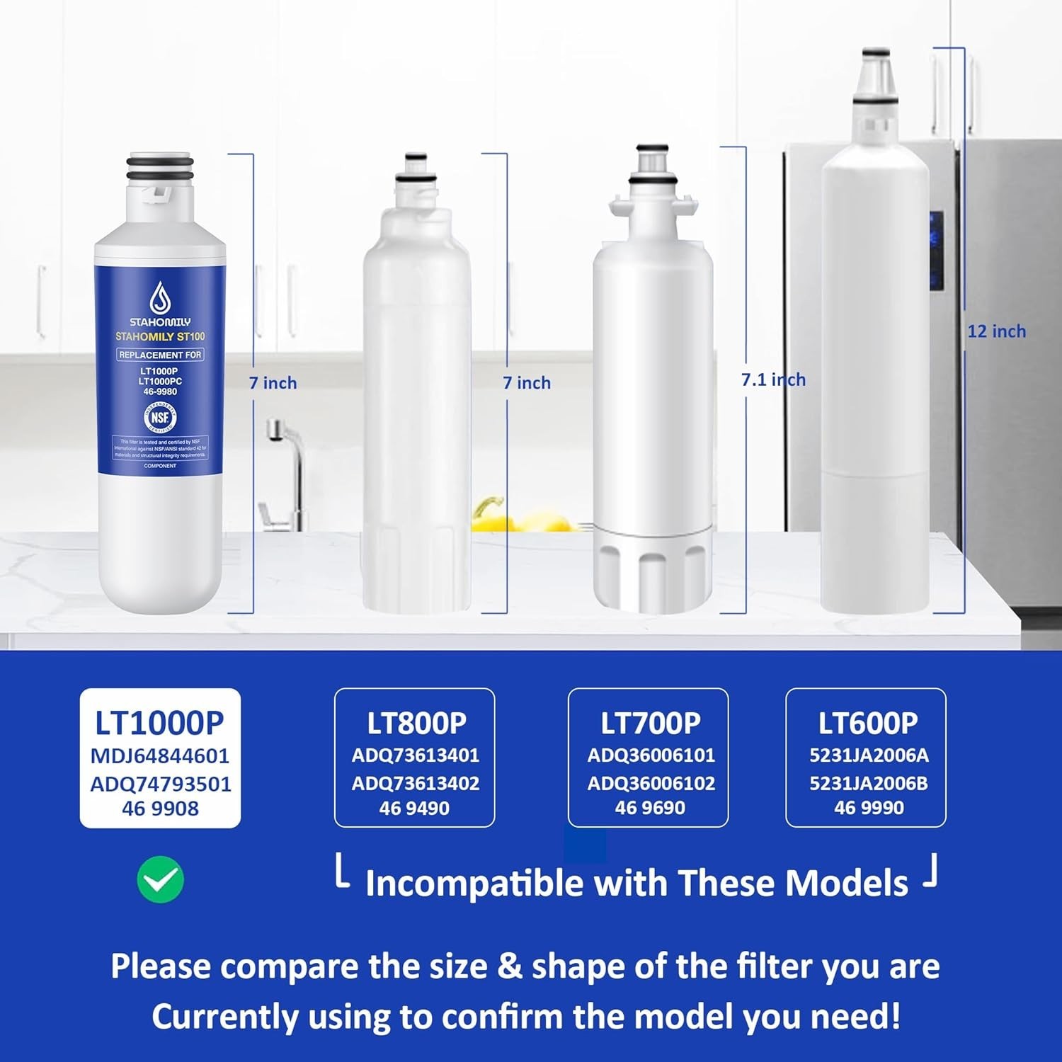 Water Filter Replacement for LG Water Filter LT1000P/PC/PCS, , LMXS28626S, LM…
