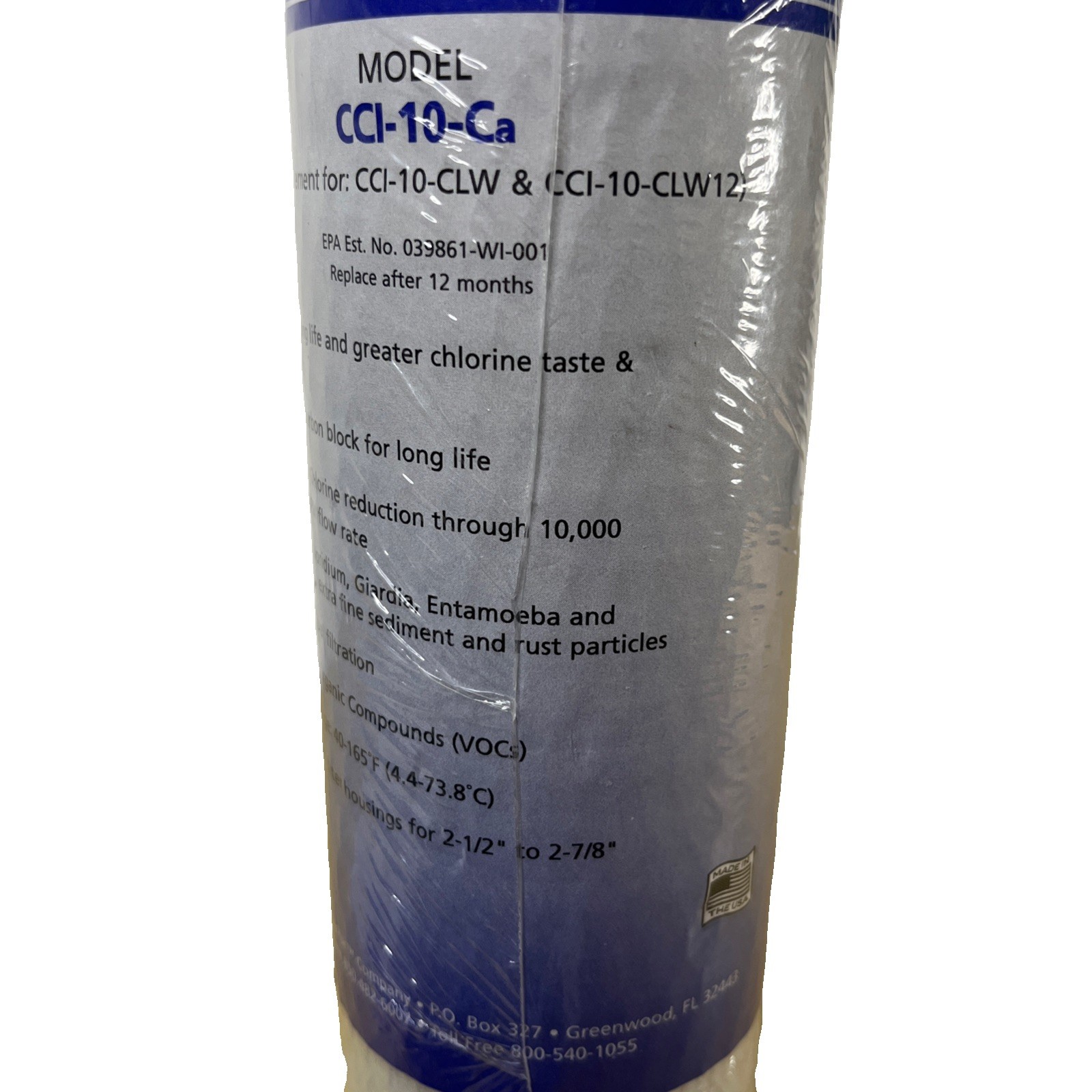 Sealed WaterPur CCI-10-Ca Extruded Carbon Filter Cartridge Block 12 Months New