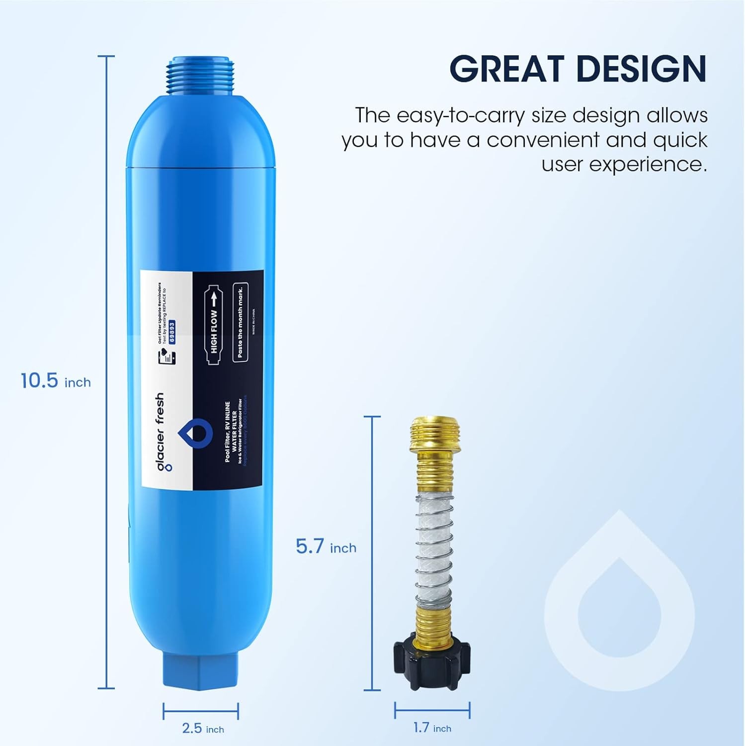 GLACIER FRESH RV/Marine Water RV Filter 4 Count (Pack of 1), Blue