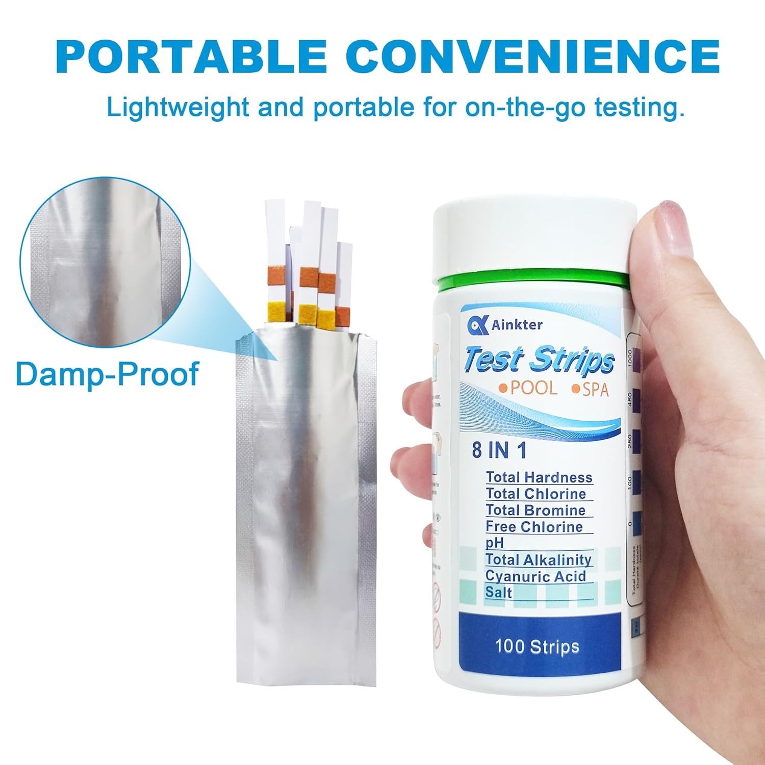 PoolTest strips 8-in-1 kit with 100 hot tub for above ground pools,…