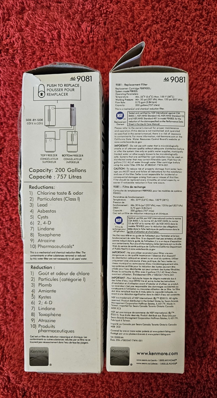2 Pack Kenmore 9081 Refrigerator Water Filter 46-9081 9081P NEW