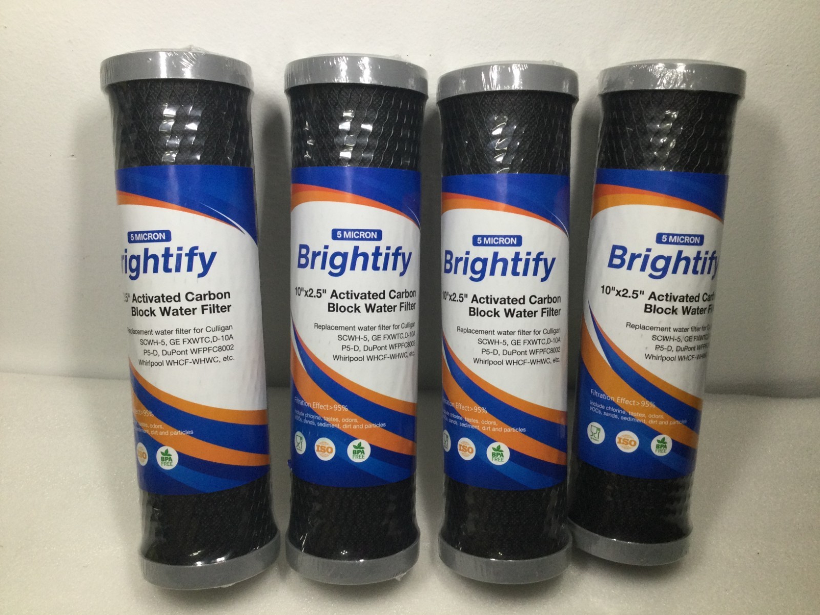 Lot Of 4 – Brightify Activated Carbon Replacement Block Water Filters 10” X 2.5”