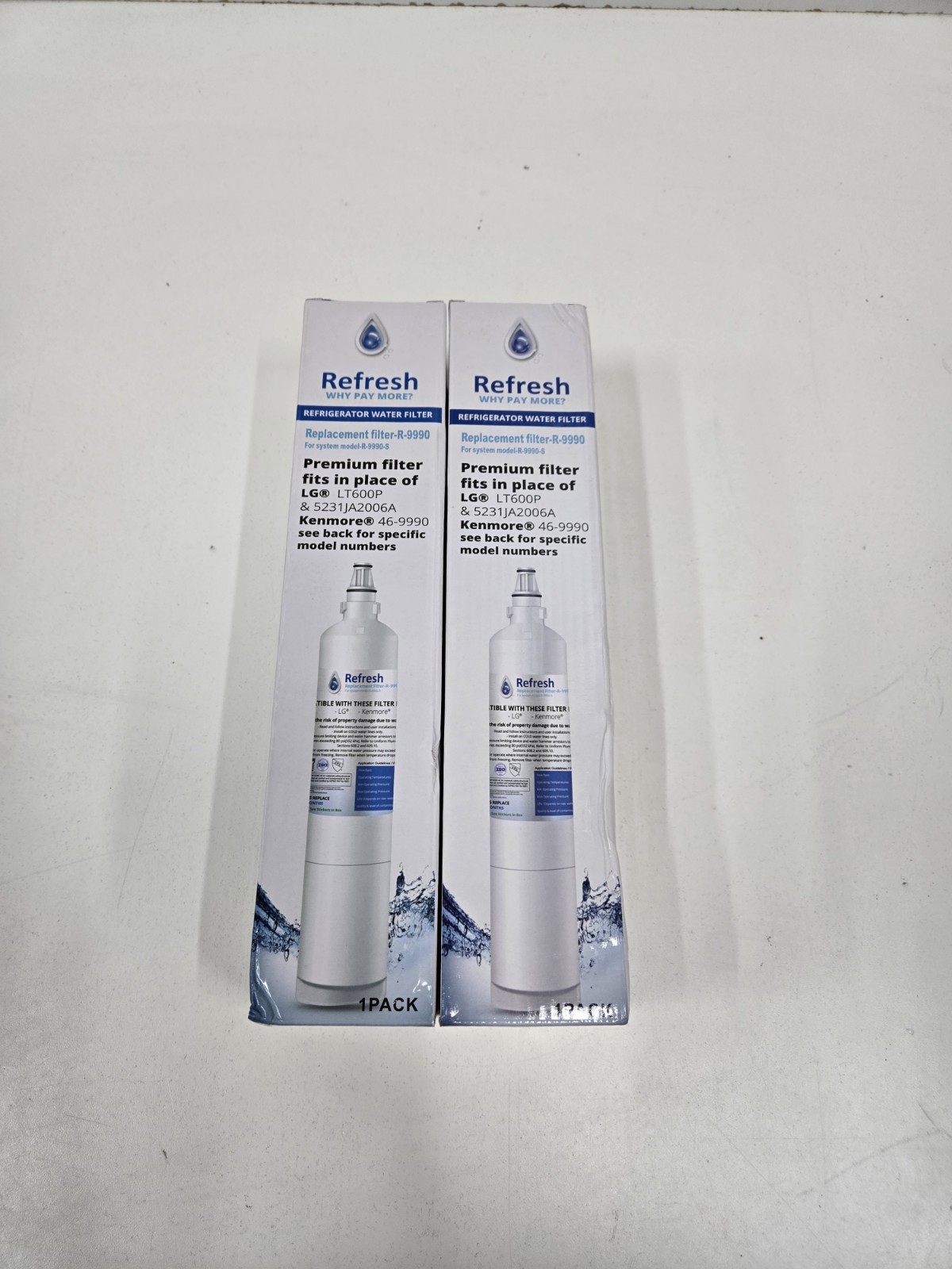 (2) Refresh Refrigerator Water Filter R-9990