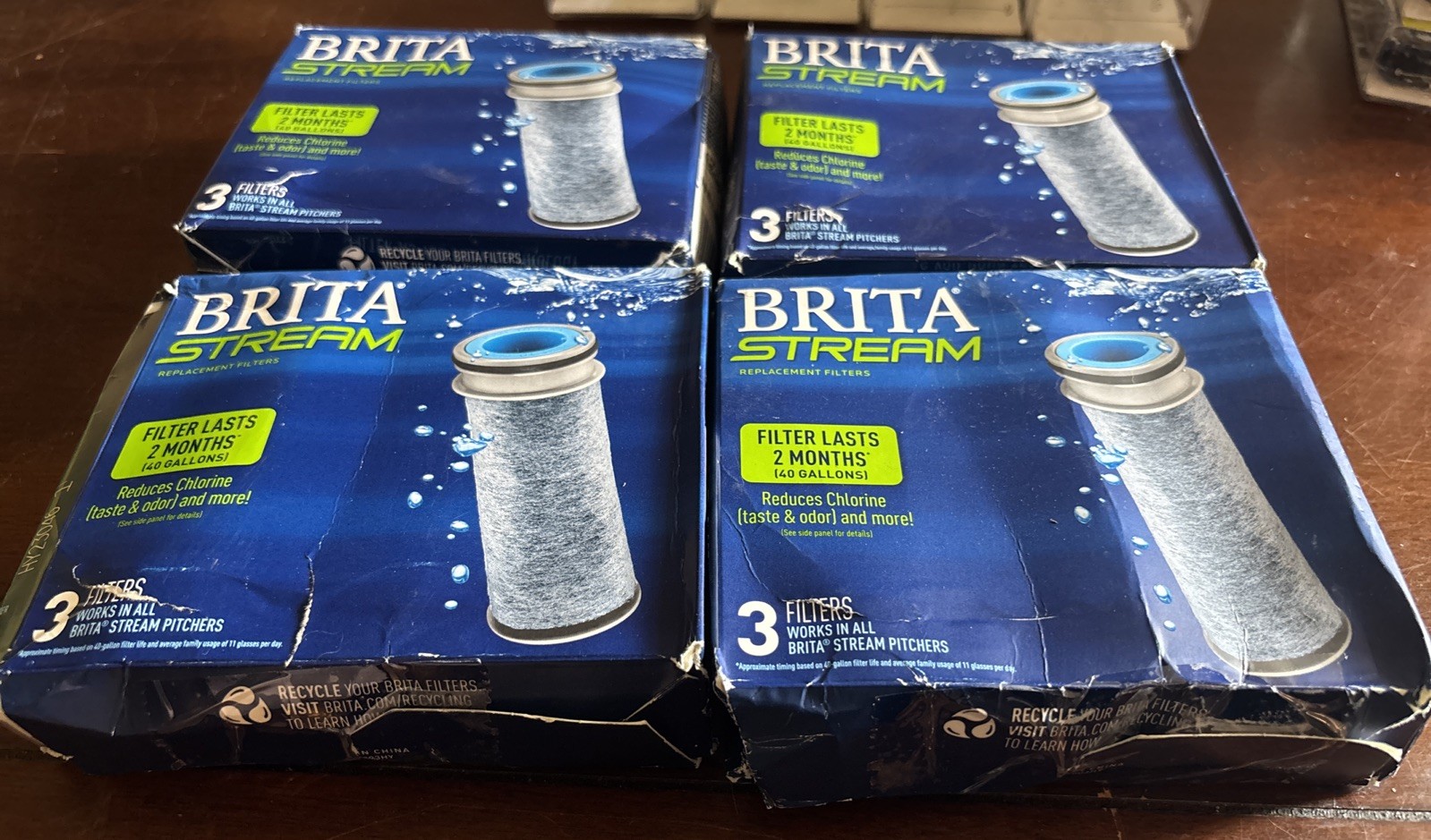 **4 PACKS OF 3** Brita Stream Replacement Water Filters 3 Count 40 Gal Open Box