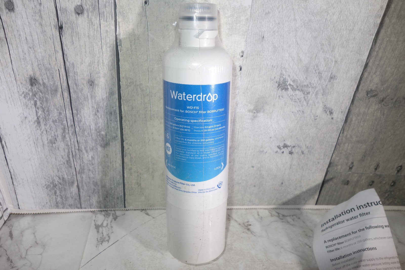 Waterdrop WD-F15 Water Filters Refrigerator for Bosch BORPLFTR50 NEW, SEALED