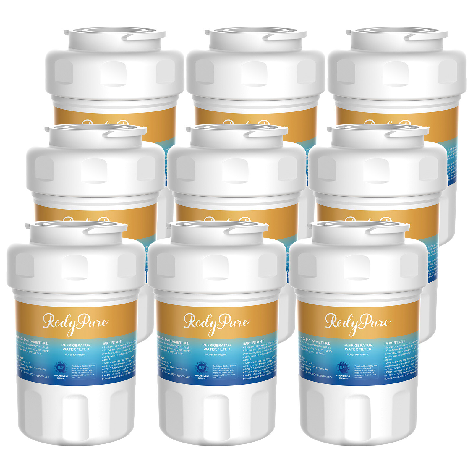 9 Pack Replacement Fit For GE MWF GWF06 FMG1 WF287 EFF-6013A PL-100 Water Filter