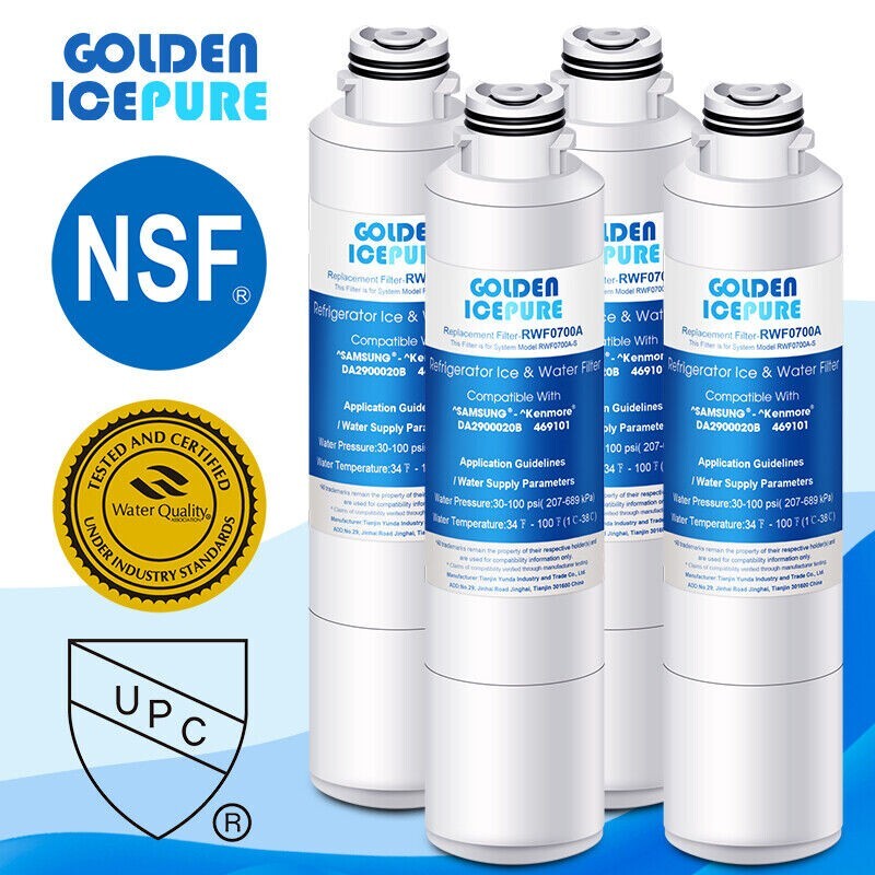 4 Pack Fit for Samsung HDX FMS-2 RF260BEAESR/AA HAFCIN Water Filter Icepure