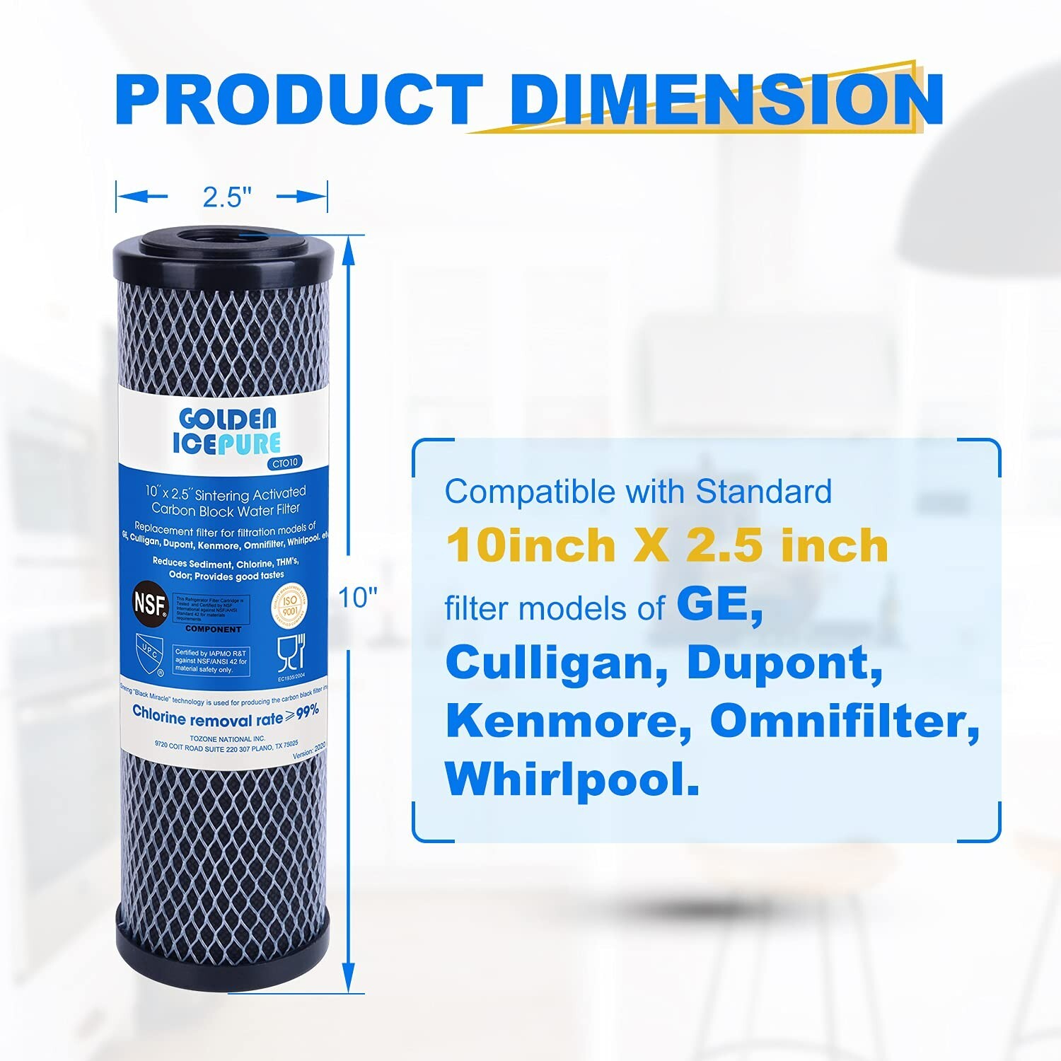 Whole House CTO Carbon Water Filter for Countertop System 4Pack