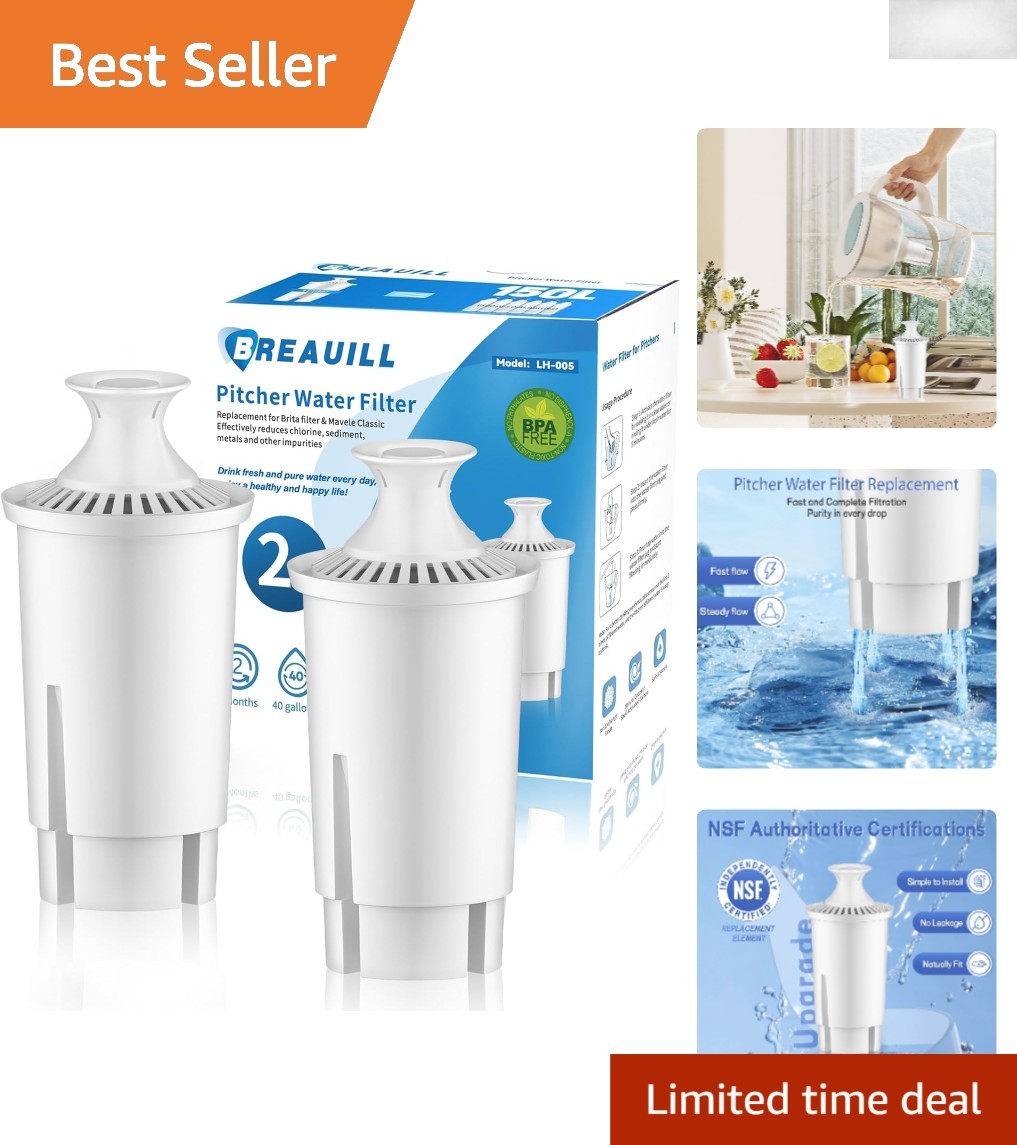 Coconut Shell Activated Carbon Water Filter Replacement – 2-Pack for Pitchers