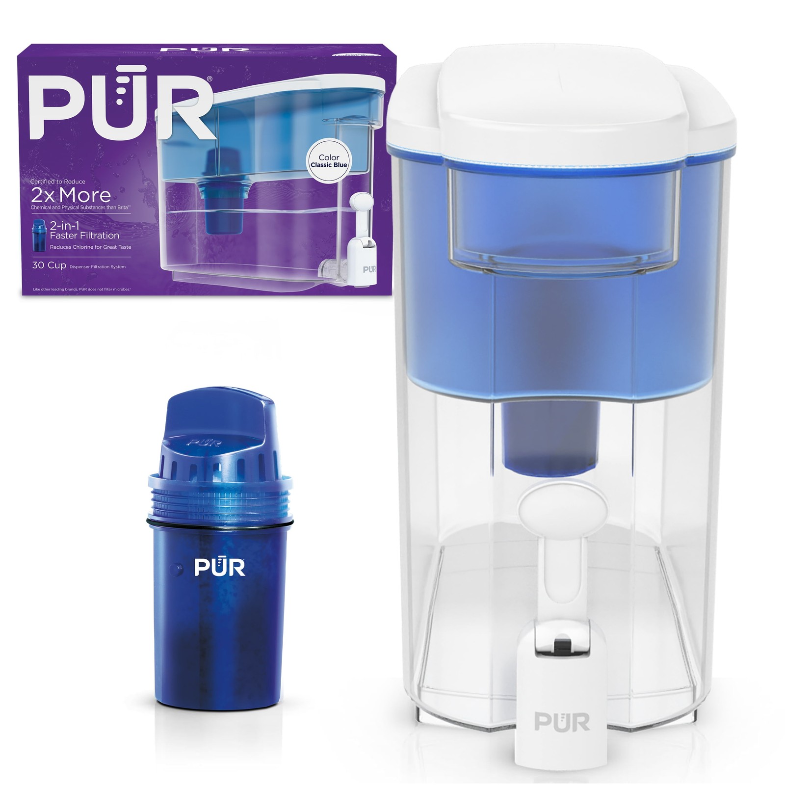30 Cup Dispenser Filtration System, Blue/White, DS1800Z
