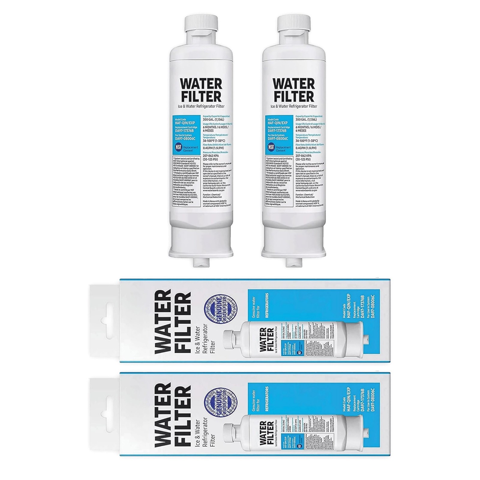 2 Pack DA97-17376B Refrigerator Water Filter Replacement For Samsung Fridge