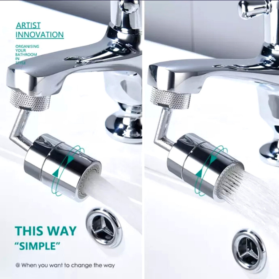 2 X 720º Splash Proof Shower Faucet Flexible Kitchen and Bathroom Nozzle Filter