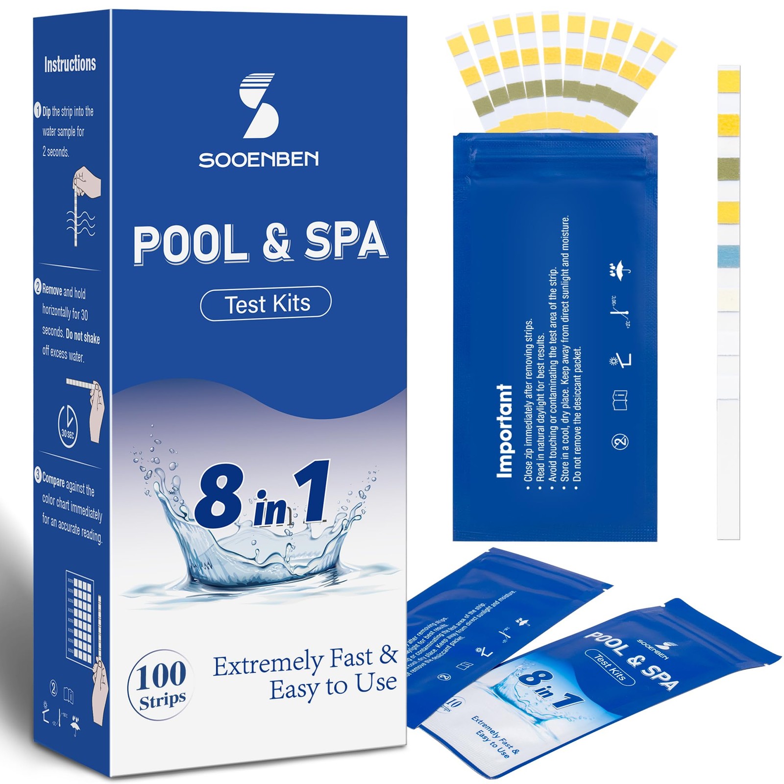 8-in-1 Pool and Spa Test Strips – Individually Sealed (10 Packs of…