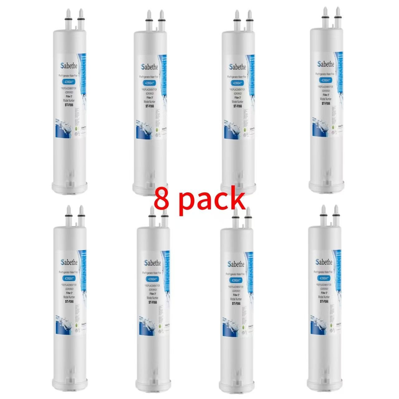 8 pack Refrigerator water filter for KAD3RXD1,WHR3RXD1,W101211416, W10177635