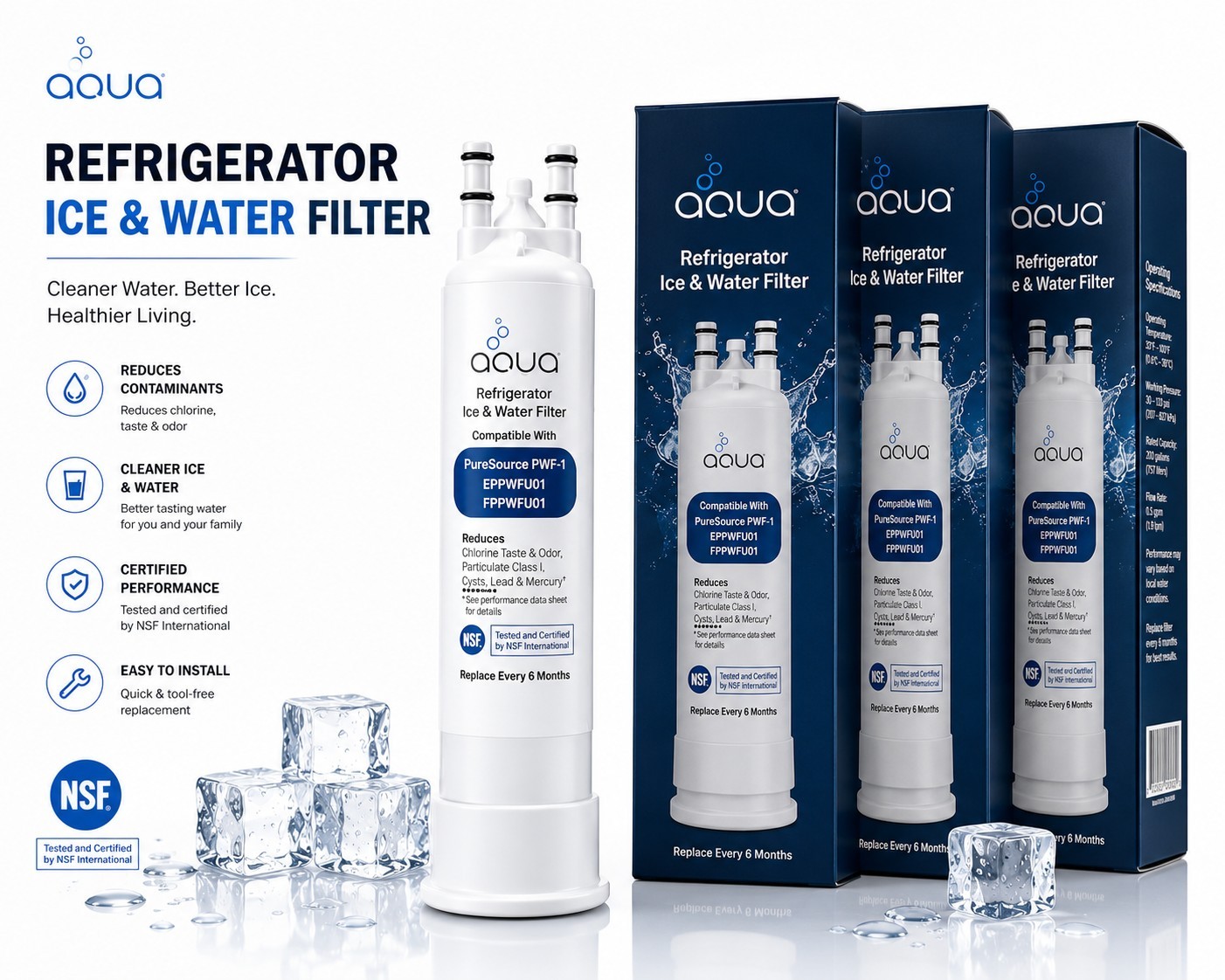 3 Pack For Frigidaire PWF-1 FPPWFU01 Refrigerator PurePour Water &Ice Filter New
