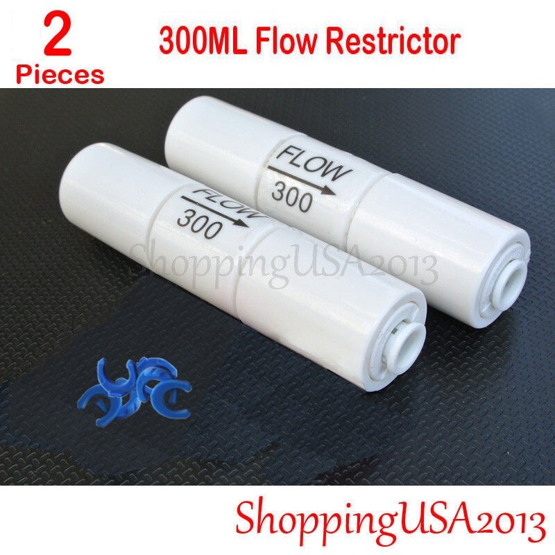 2 Pcs 300 ML Flow Restrictor Push In Quick Connect Unter Sink RO Water Filter