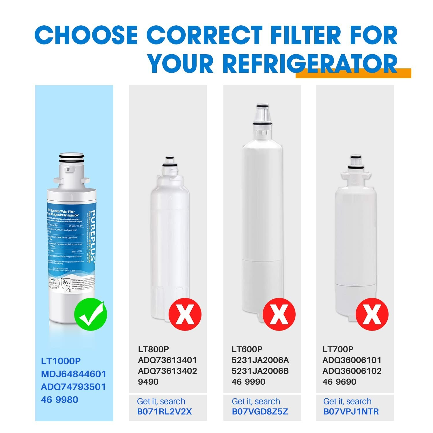 PUREPLUS Fit For LG LT1000P, 9980 LT1000PC, ADQ74793501 Air Fliter 3PACK