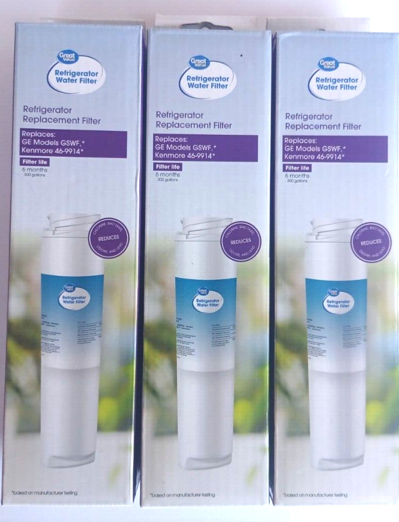 Lot Of 3 Great Value Refrigerator Water Filter for GE GSWF & Kenmore 46-9914