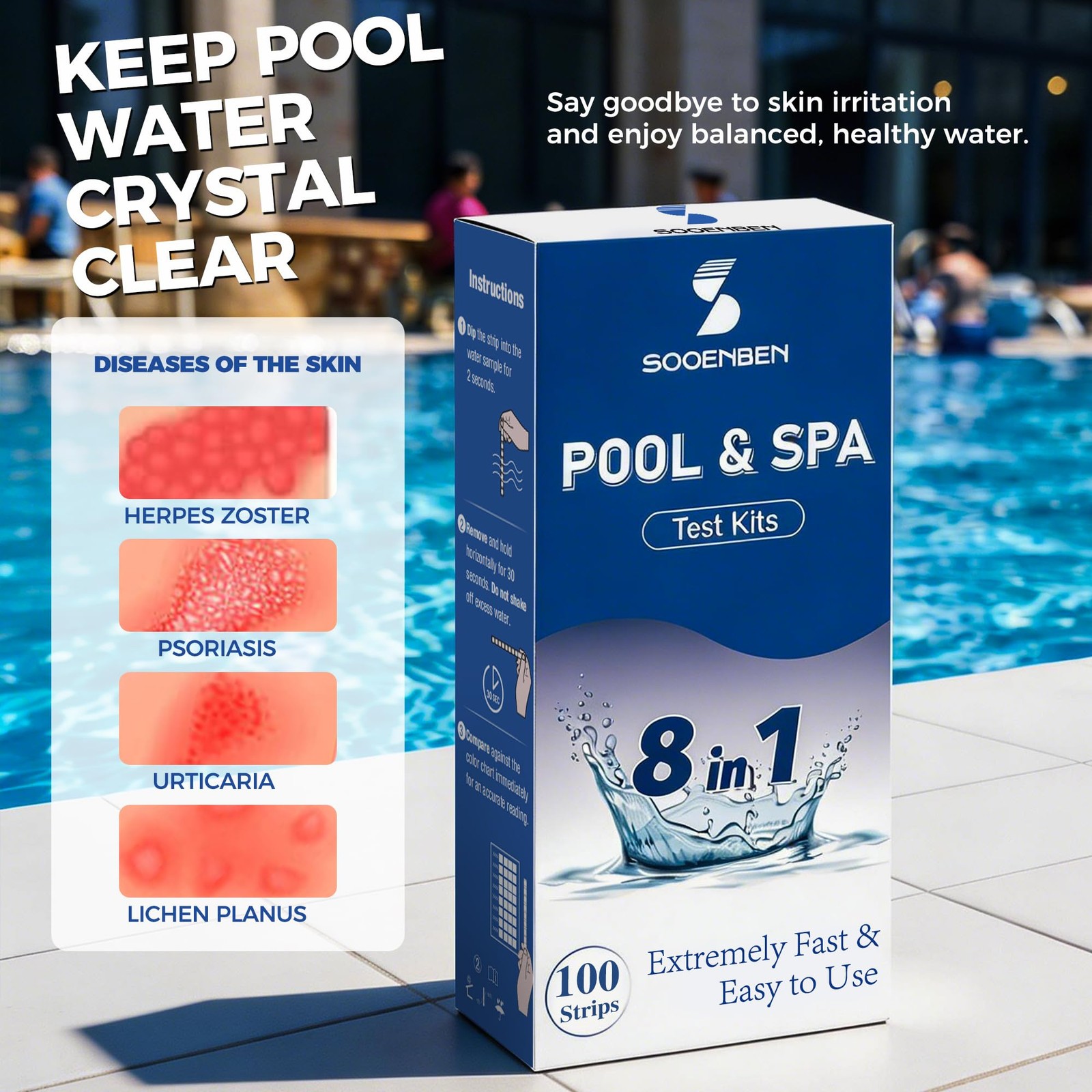 8-in-1 Pool and Spa Test Strips – Individually Sealed (10 Packs of…