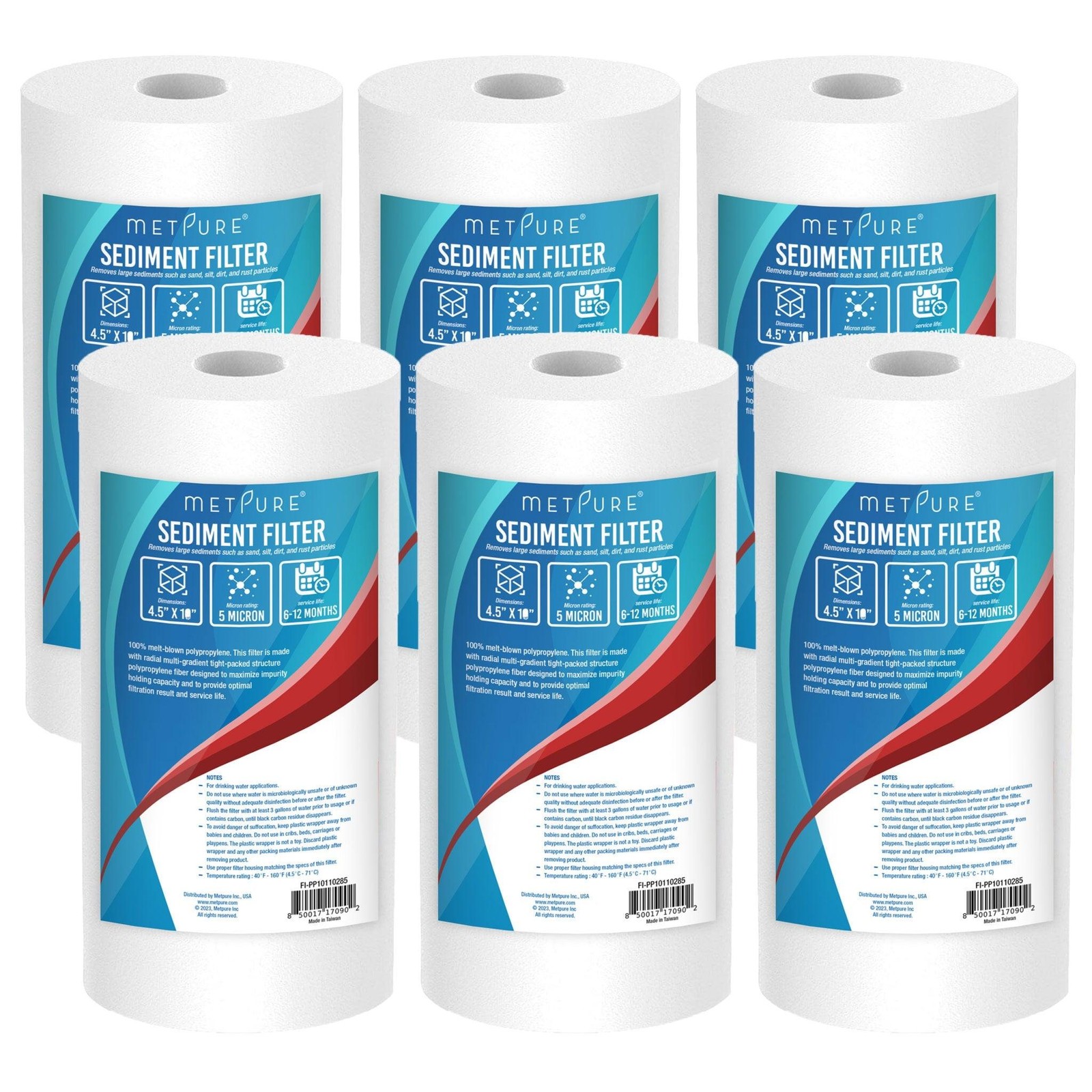 1 to 18 Pack 10″ x 4.5″ Whole House PP Sediment Water Filter Cartridge- 5 Micron