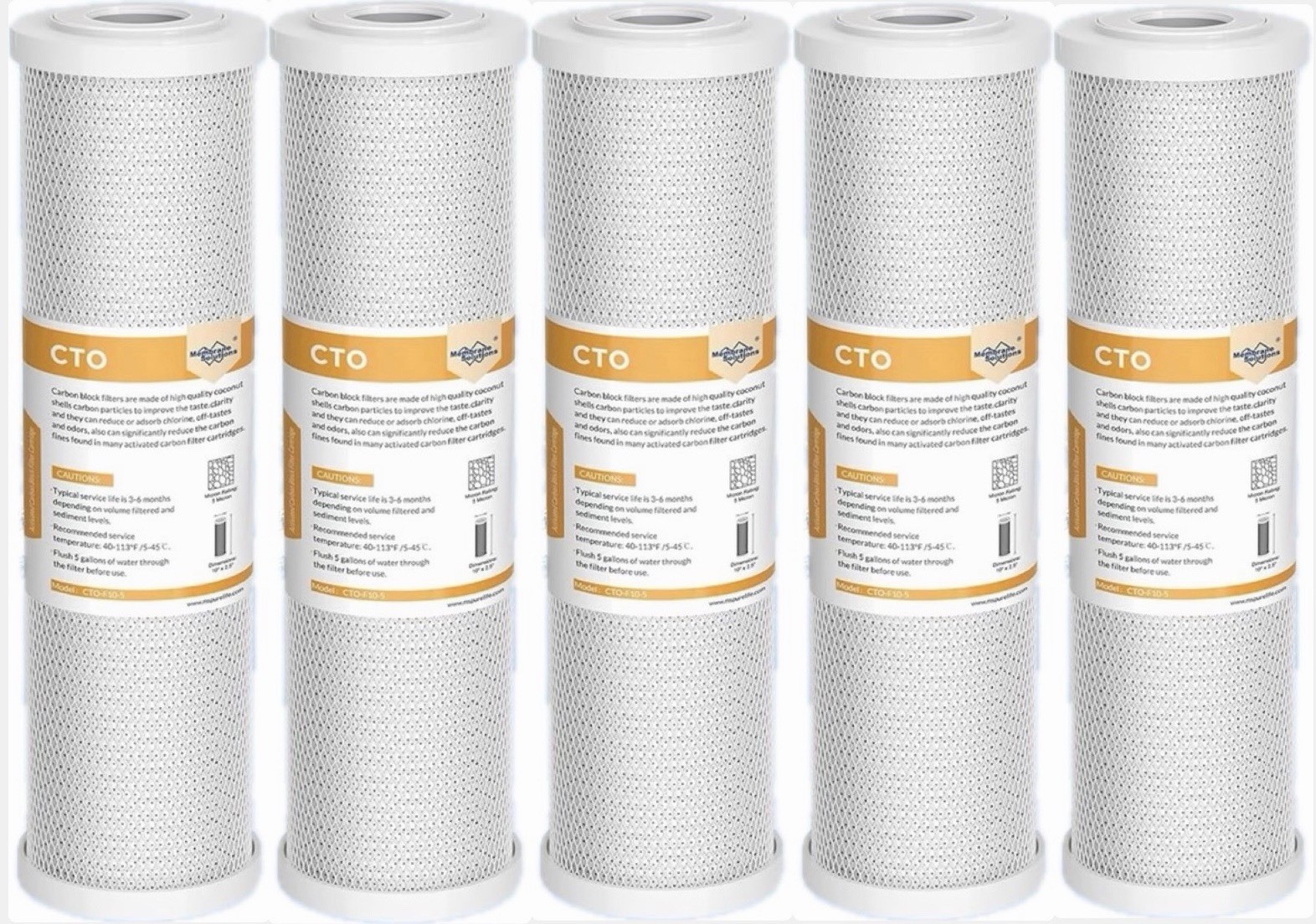 5 PACK 10″x2.5″ Whole House CTO Carbon Block Water Filter Cartridges Purifier