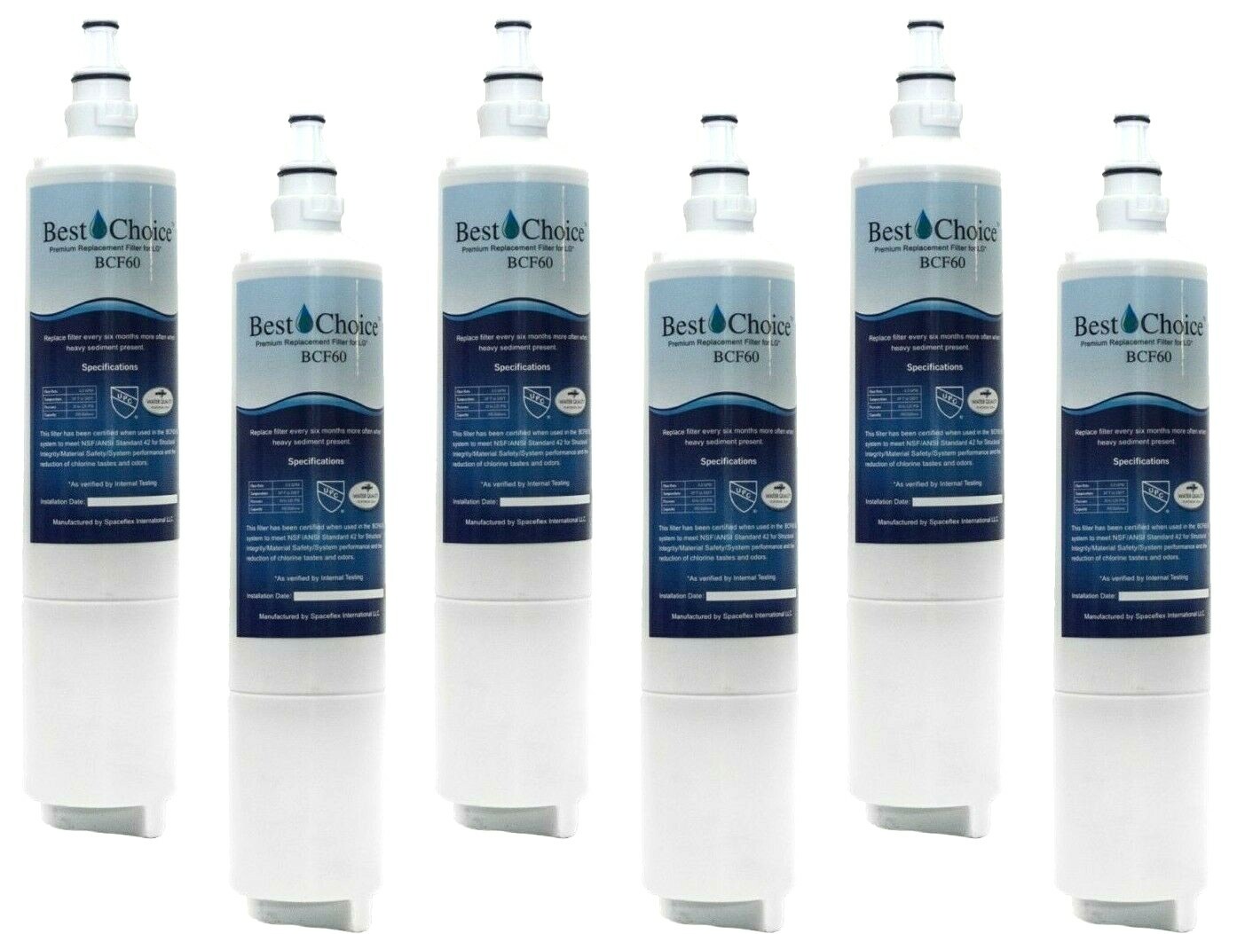 6 Pack Fits LG LT600P 5231JA2006A 5231JA2006B 9990 Refrigerator Water Filter