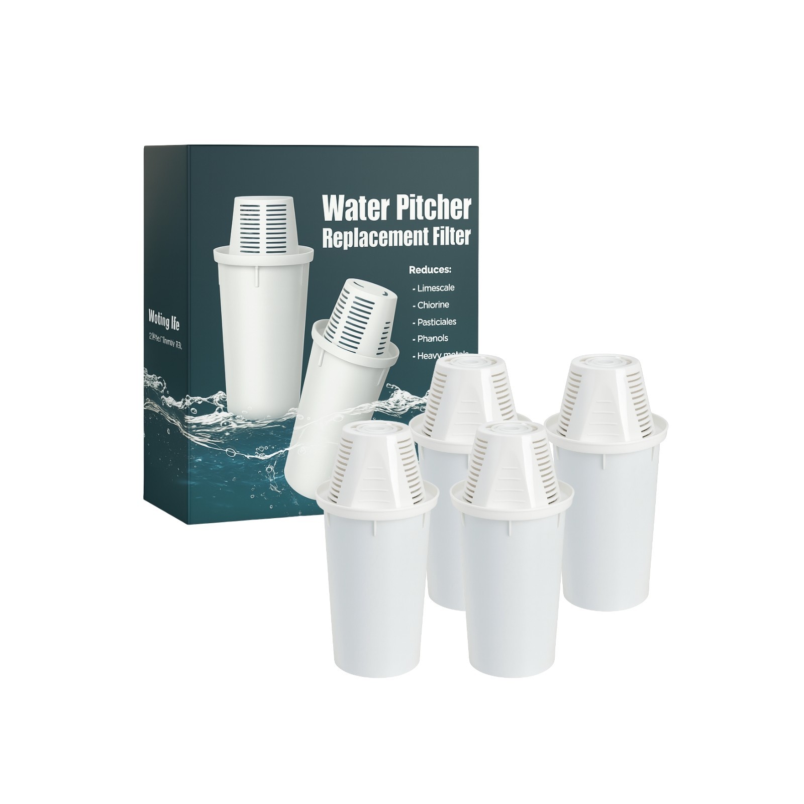 Nispira Water Filter Replacement for Nakii and Aquaphor Water Pitcher, 4 Packs