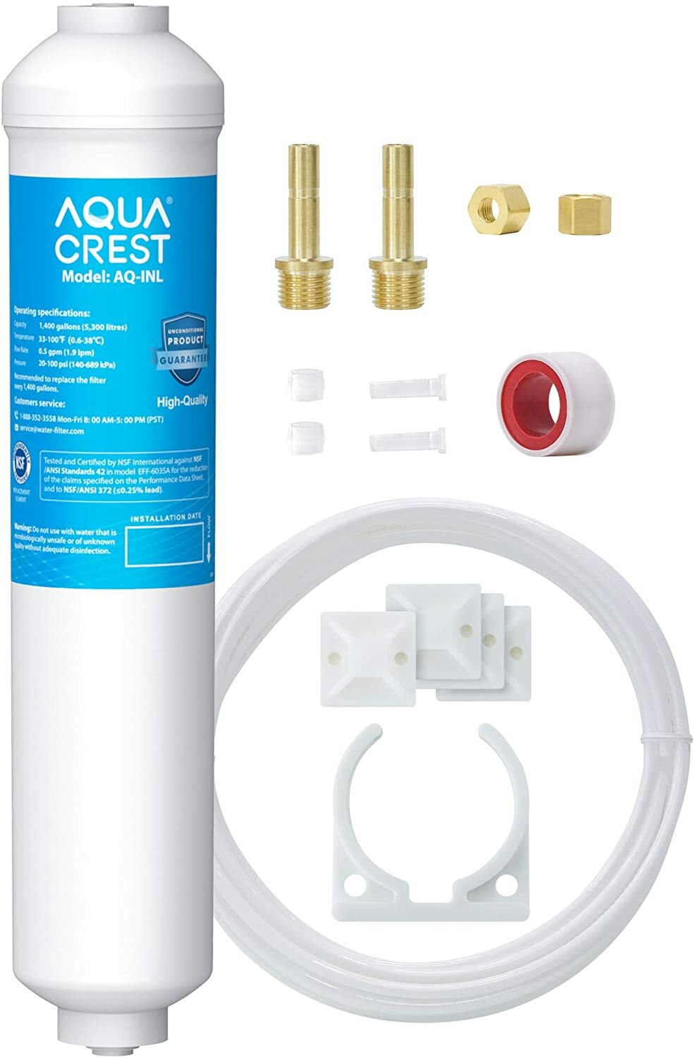 AQUA CREST Inline Water Filter for Refrigerator,Ice Maker,Under Sink System