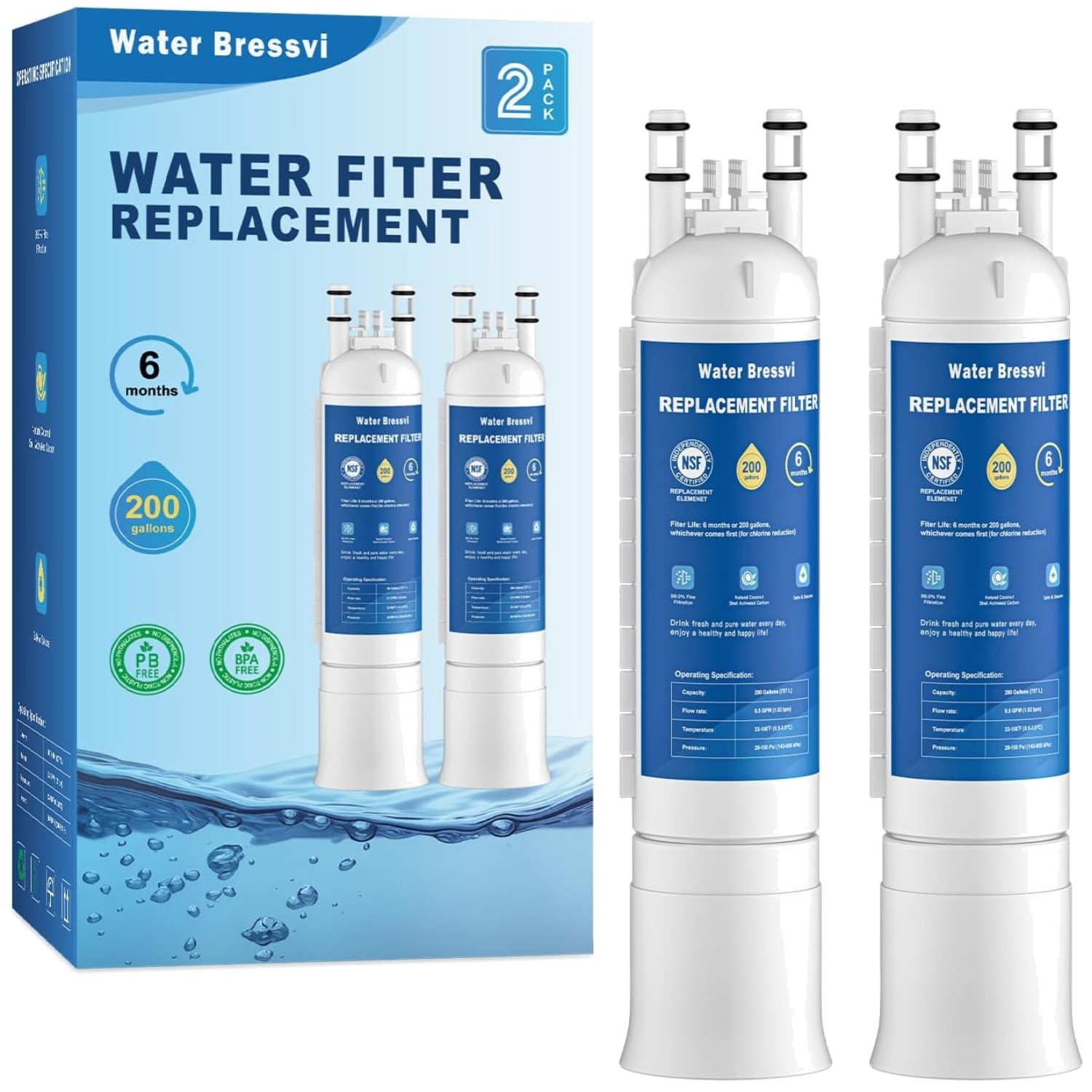 Easy Install, Leak-Free Water Filter Cartridge – 2PCS