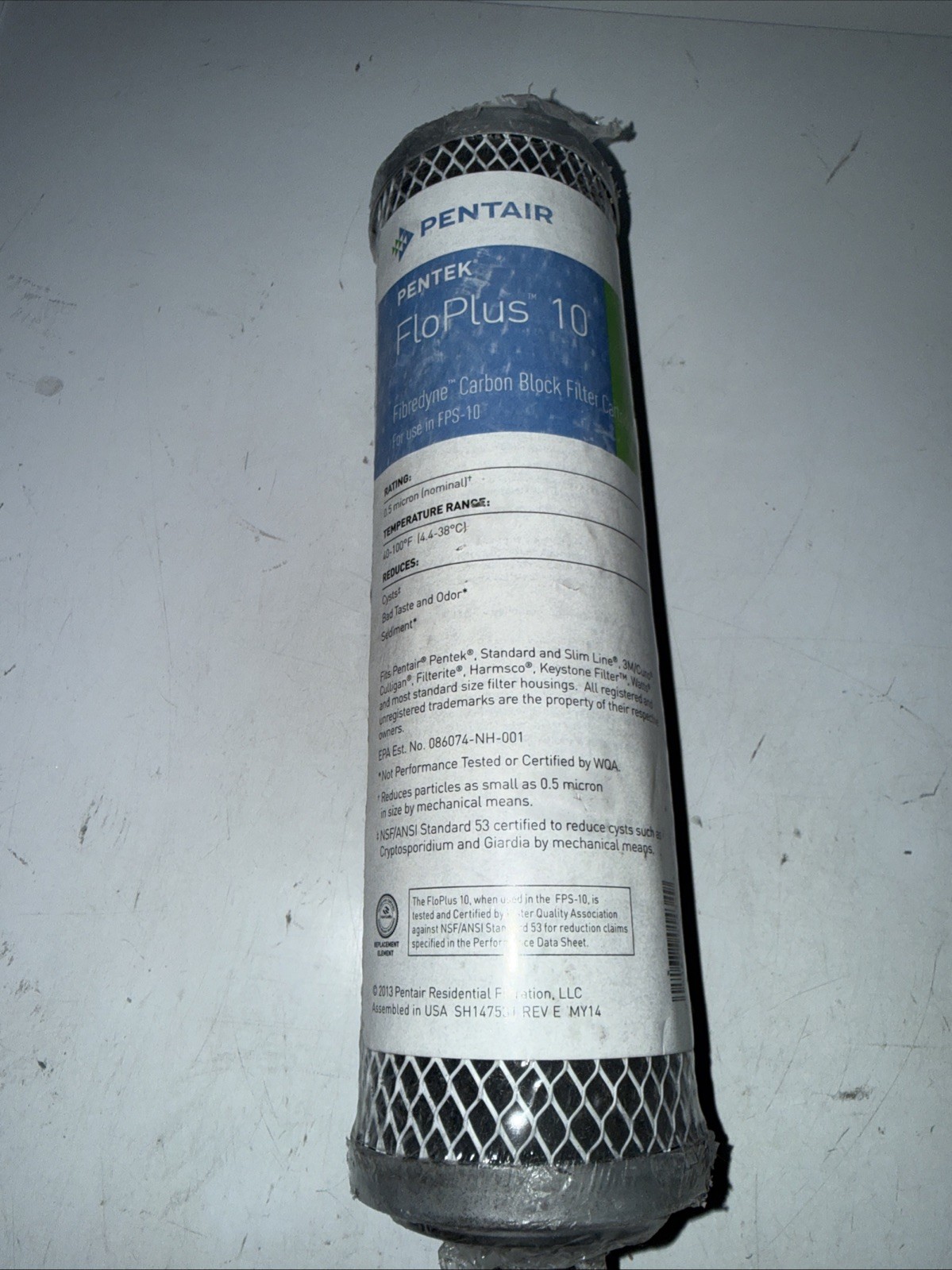 Pentek FLOPLUS-10 0.5 Micron 10 x 2.5 Whole House Carbon Block Water Filter New