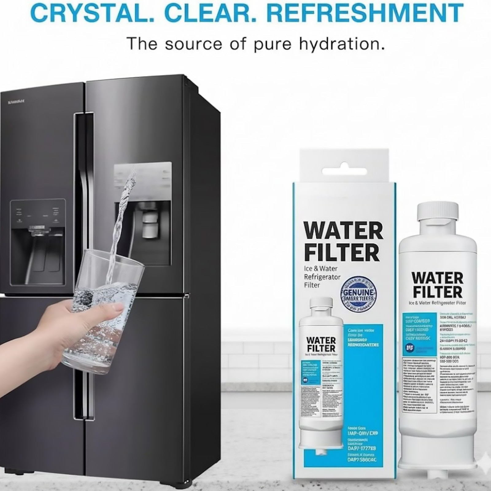 2 Pack DA97-17376B Refrigerator Water Filter Replacement For Samsung Fridge