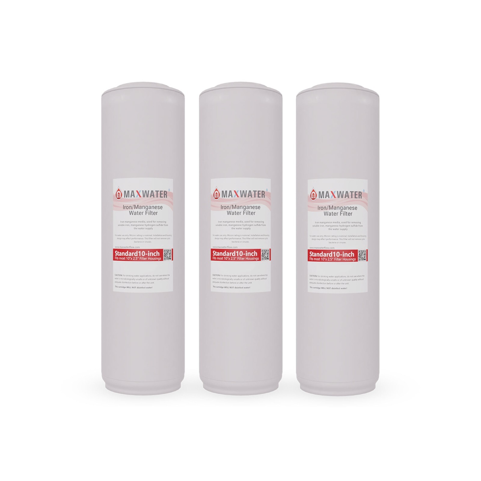 3 Packs Iron Manganese water filters for whole house systems size 10″ x 2.5″