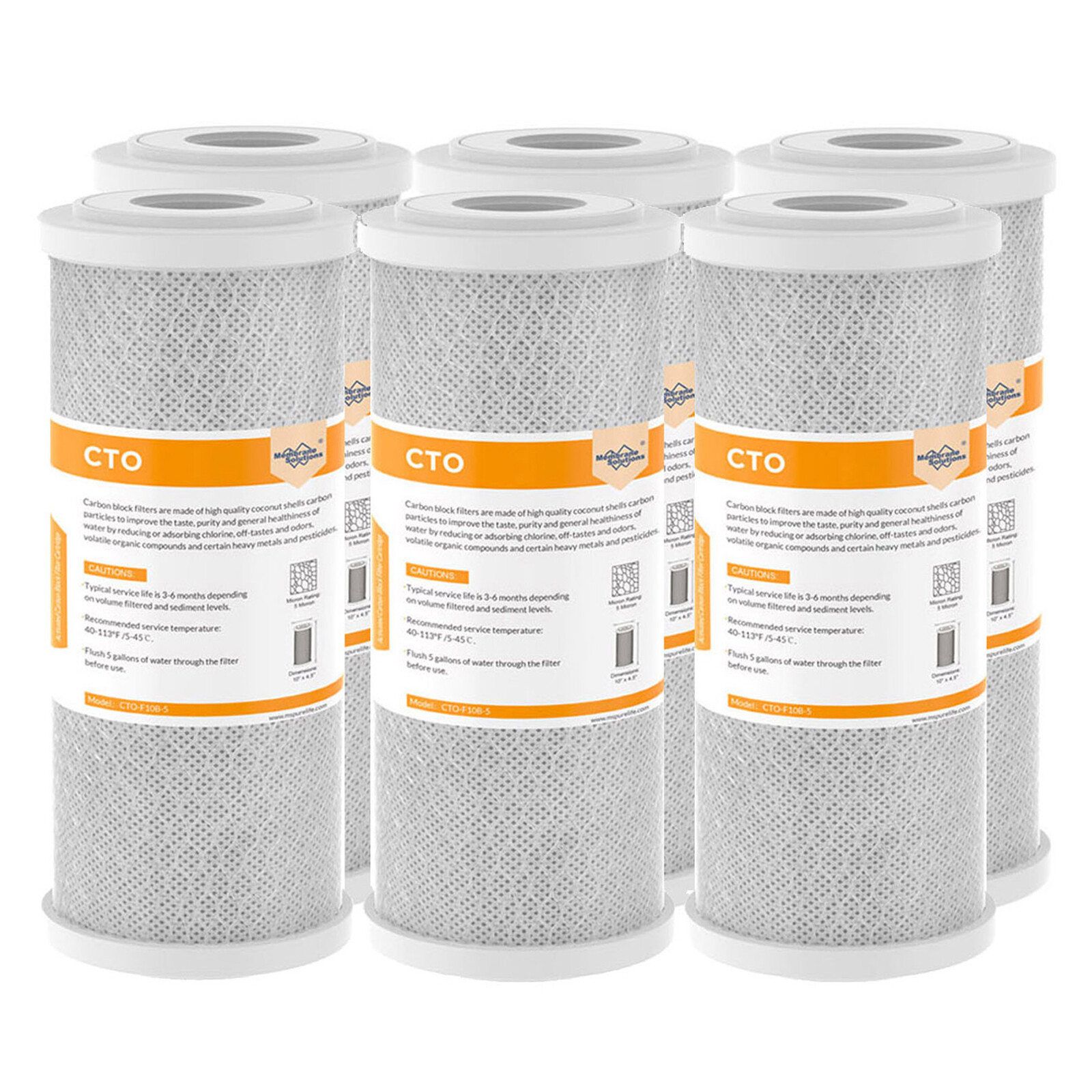 6 Pack 10″x4.5″ CTO Carbon Block Water Filter Whole House Replacement Cartridges