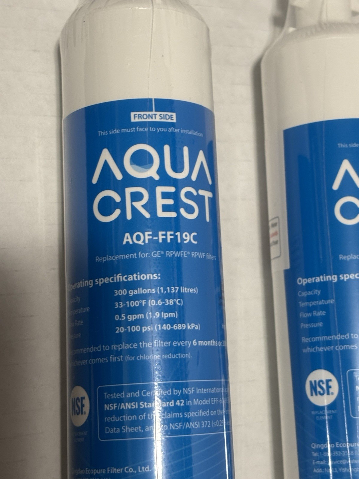 RPWFE Refrigerator Water Filters Replacement For GE RPWFE RPWF w/ Chip- 2 Pack